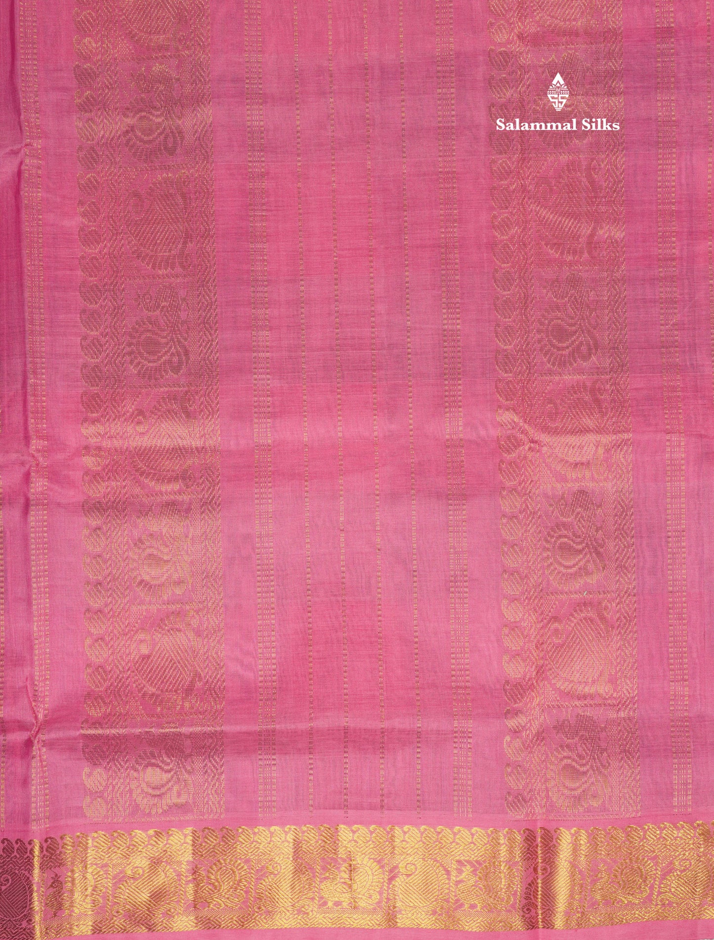 Paalum Pazham Checks Pure Silk Cotton Saree With Contrast Pink Traditional Border
