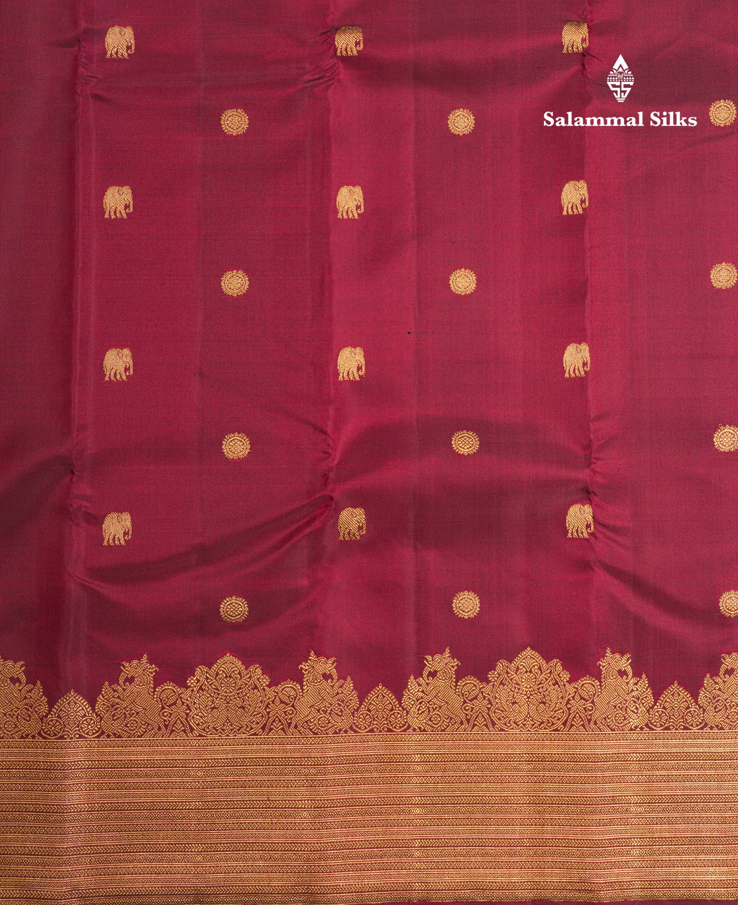 Dark Maroon Pure Kanjivaram Silk Saree With Traditional Self Border