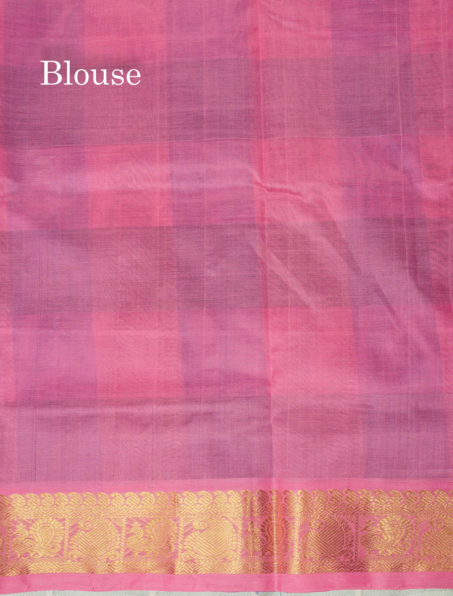 Paalum Pazham Checks Pure Silk Cotton Saree With Contrast Pink Traditional Border