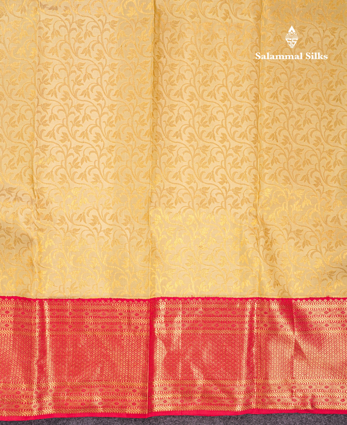 Korvai Sandal Bridal Pure Kanjivaram Silk Saree With Contrast Red Border