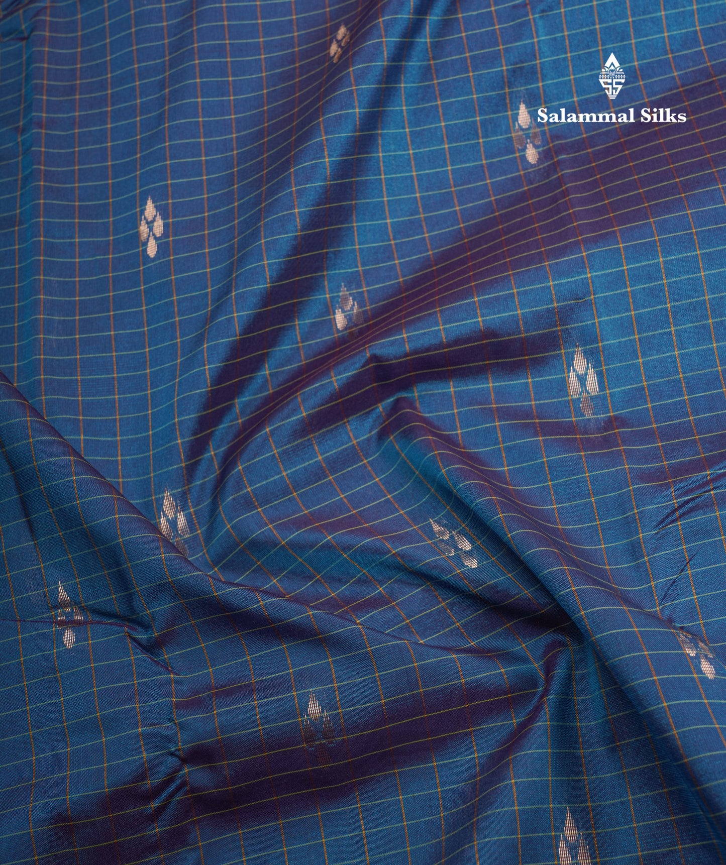 Mustard Yellow Checks With Butta Light Weight Semi Silk Saree With Small Border