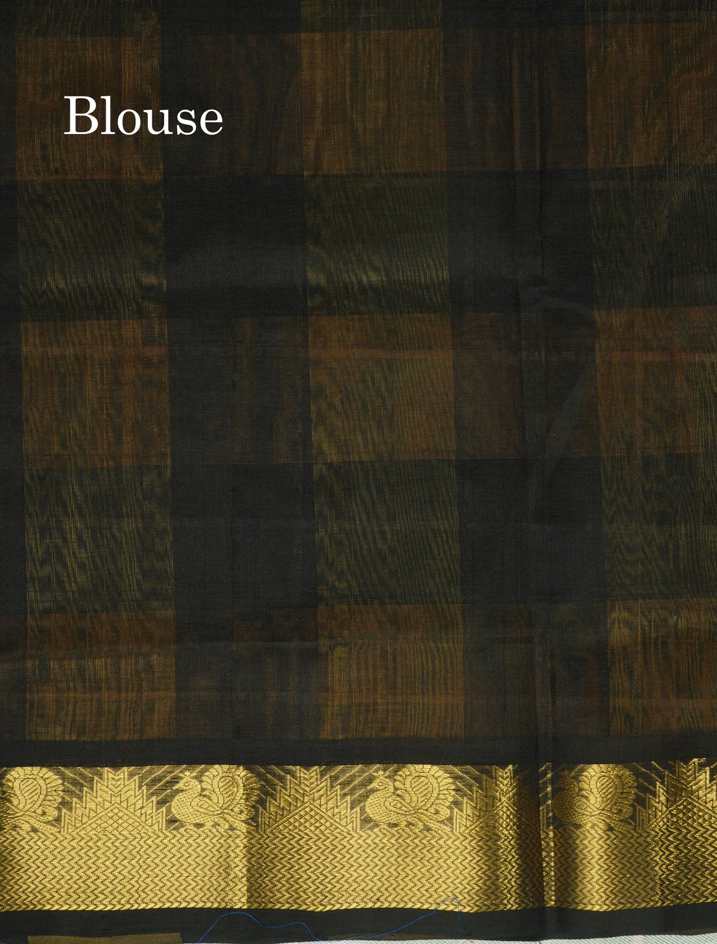 Paalum Pazham Checks Pure Silk Cotton Saree With Contrast Black Traditional Border