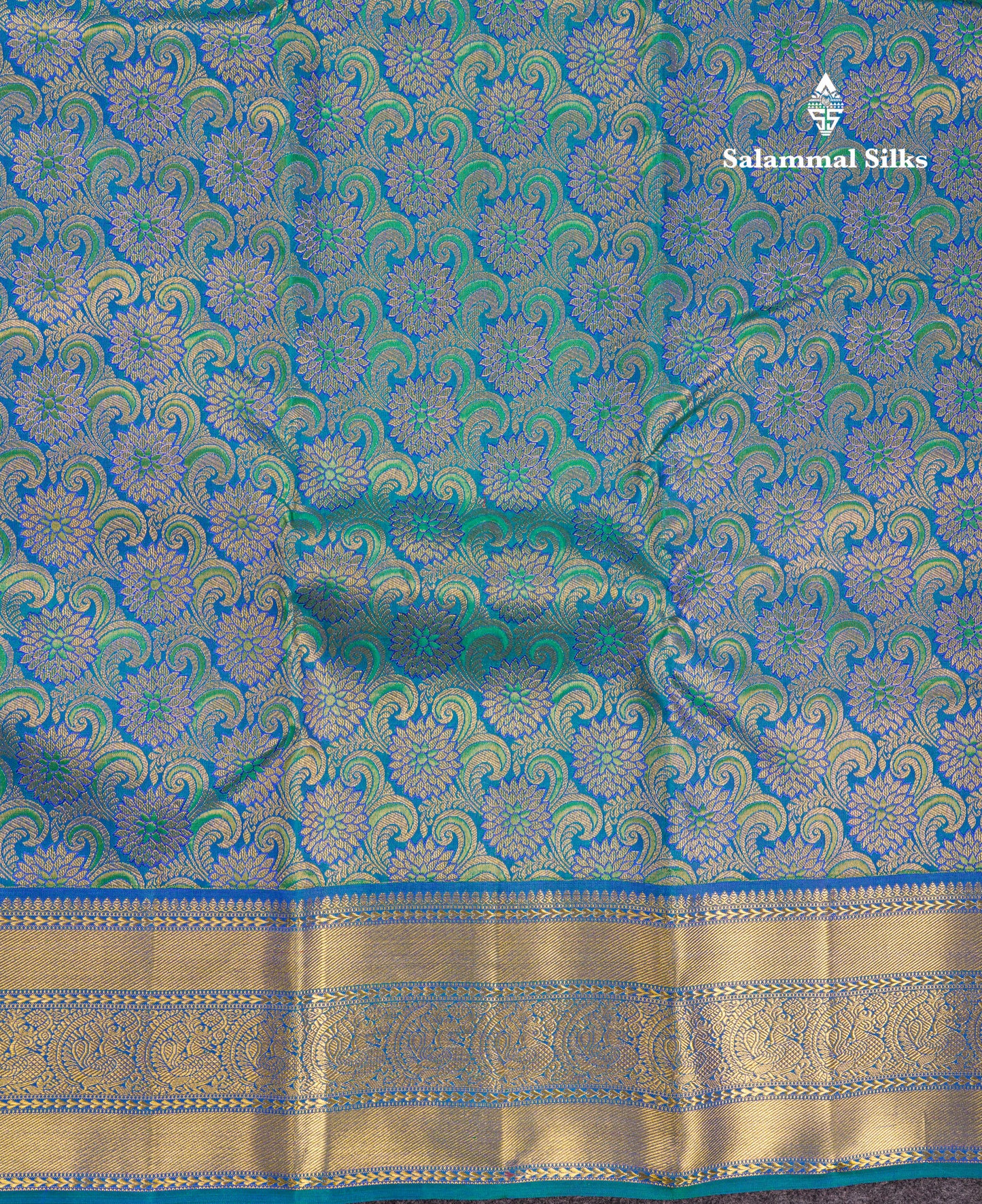 Beautiful Dual Tone Peacock Green Bridal Pure Kanjivaram Silk Saree With Traditional Self Border