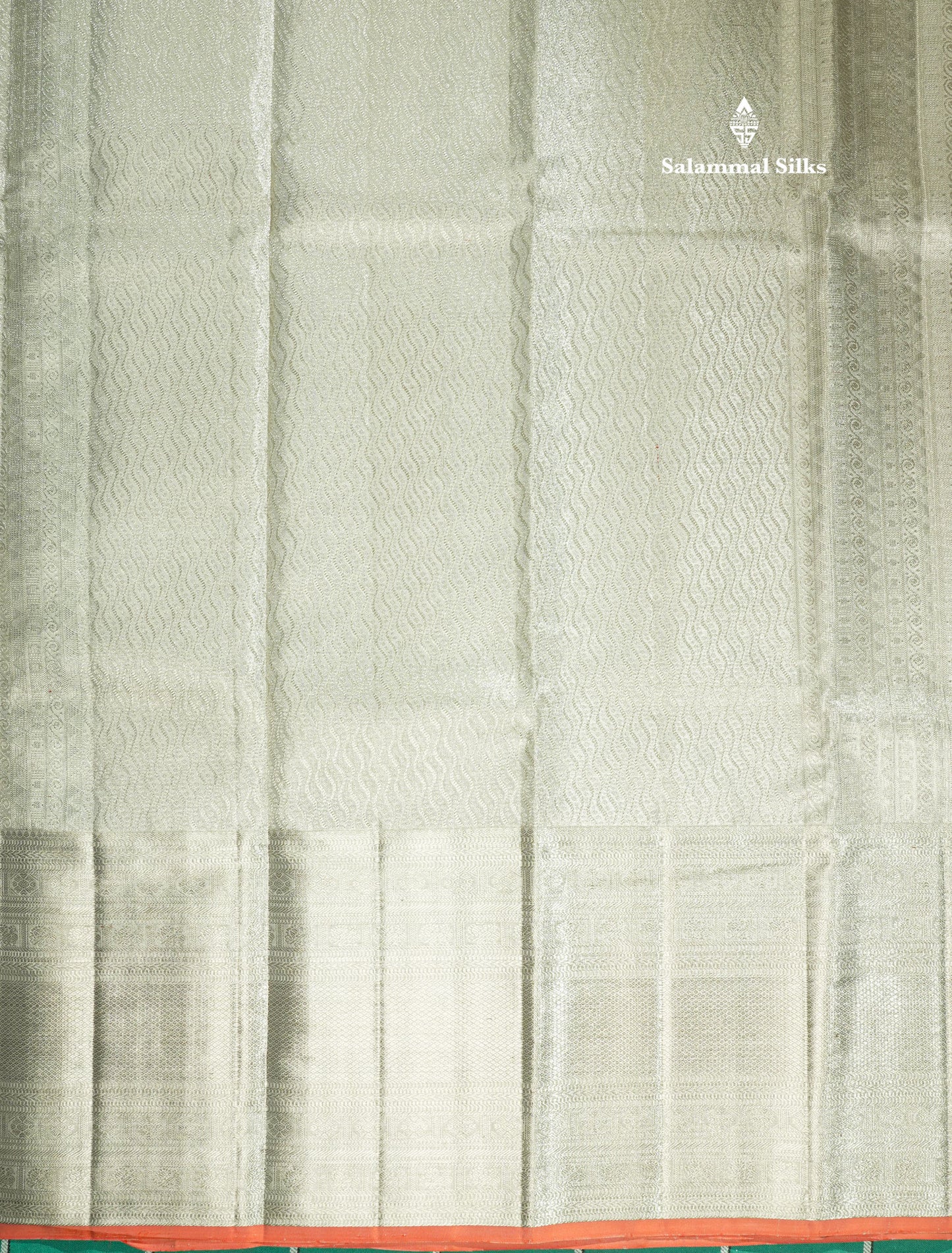 Geometric patter Silver Tissue Pure Kanjivaram Silk Saree (2G) Zari With Silver Zari Border