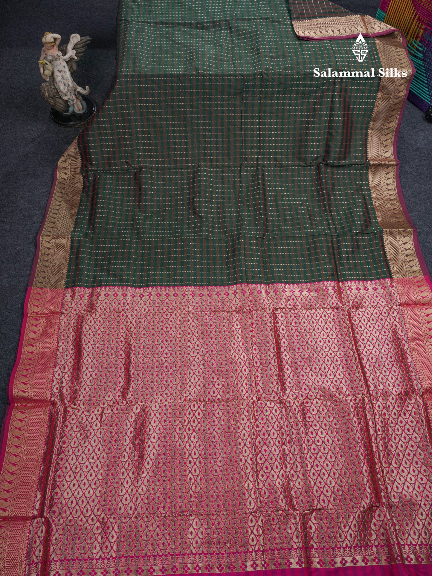 9 Yards Semi Silk Saree Blue & Violet with Purple Border