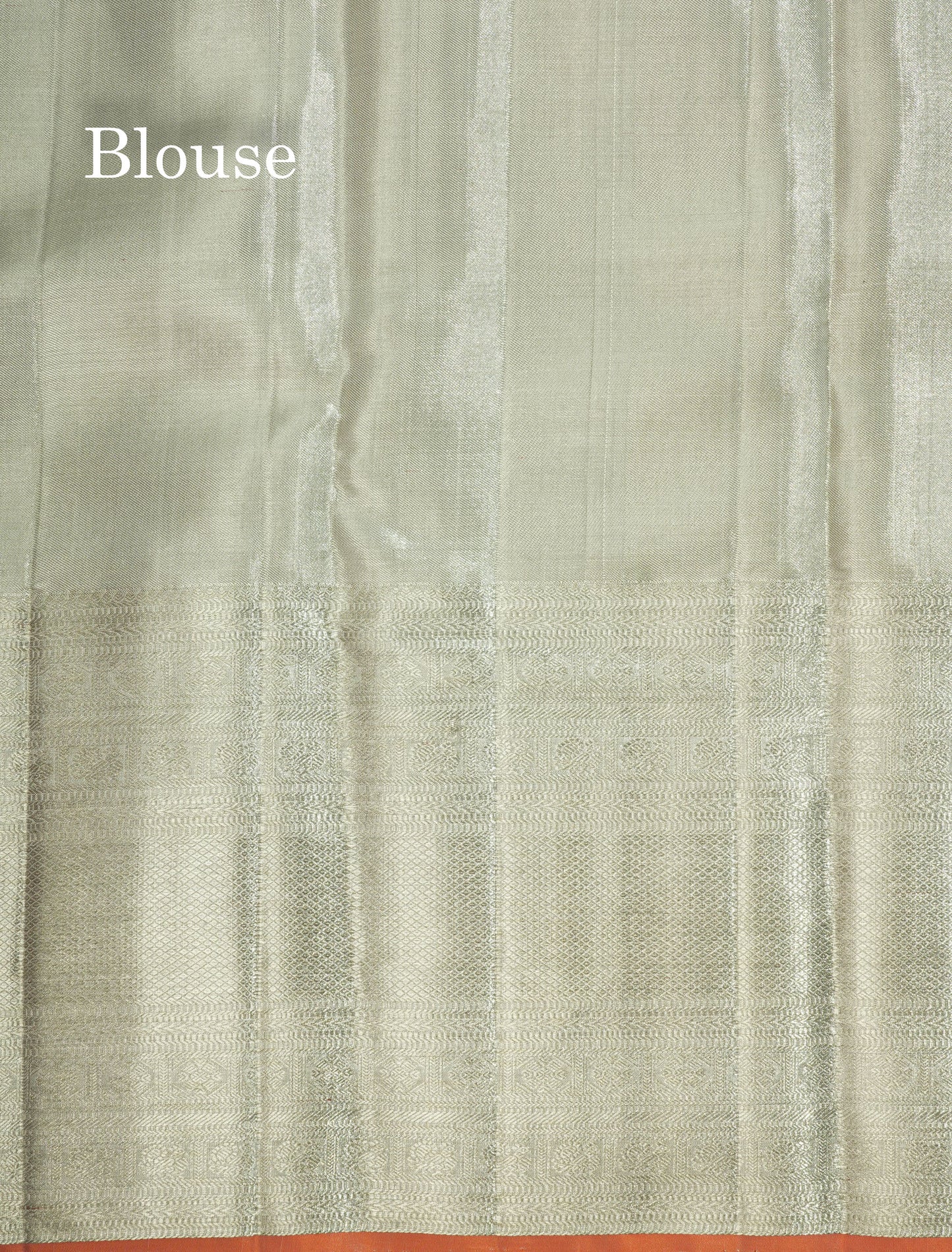 Geometric patter Silver Tissue Pure Kanjivaram Silk Saree (2G) Zari With Silver Zari Border