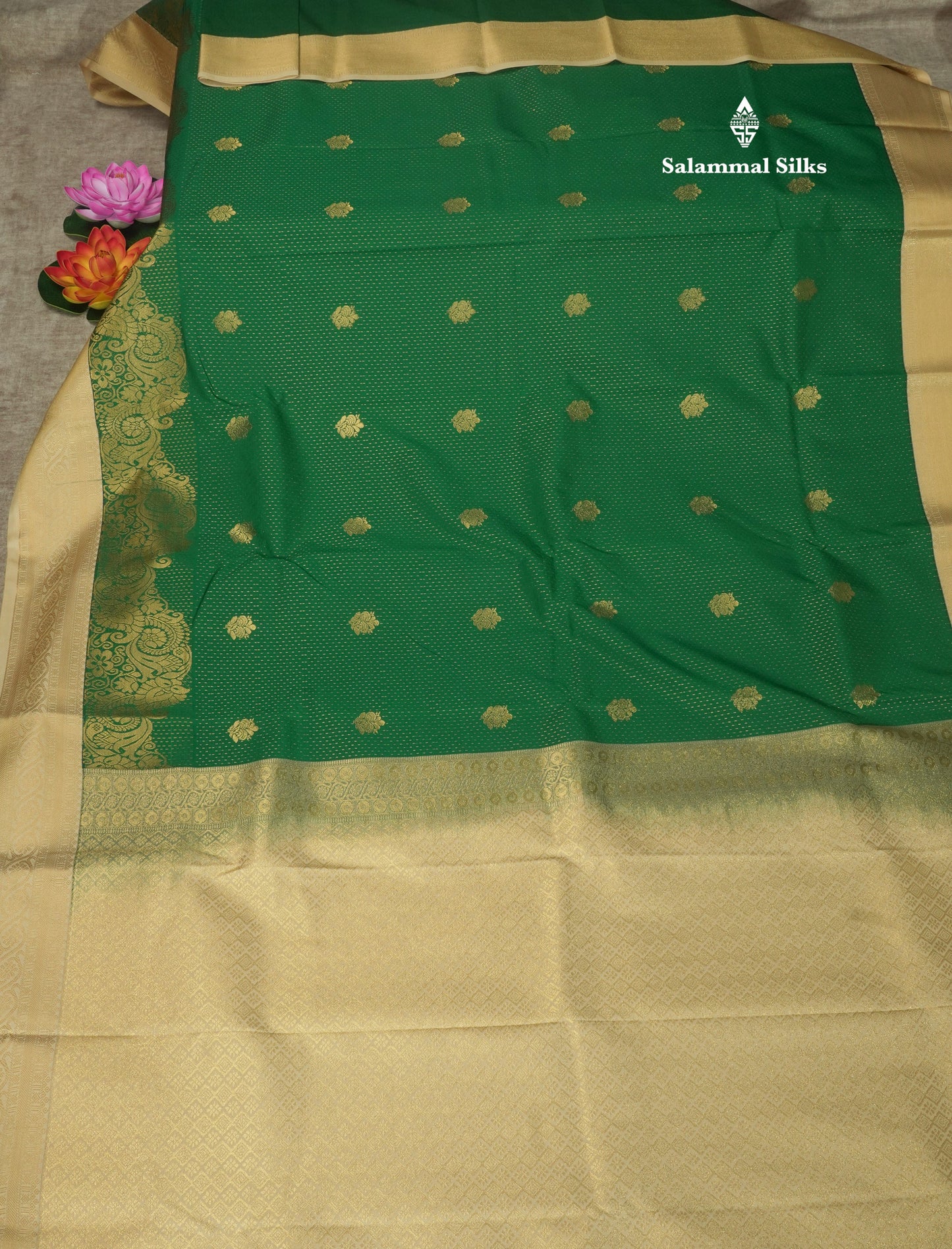 Purple Semi Silk Saree With Contrast Green Fancy Turning Border