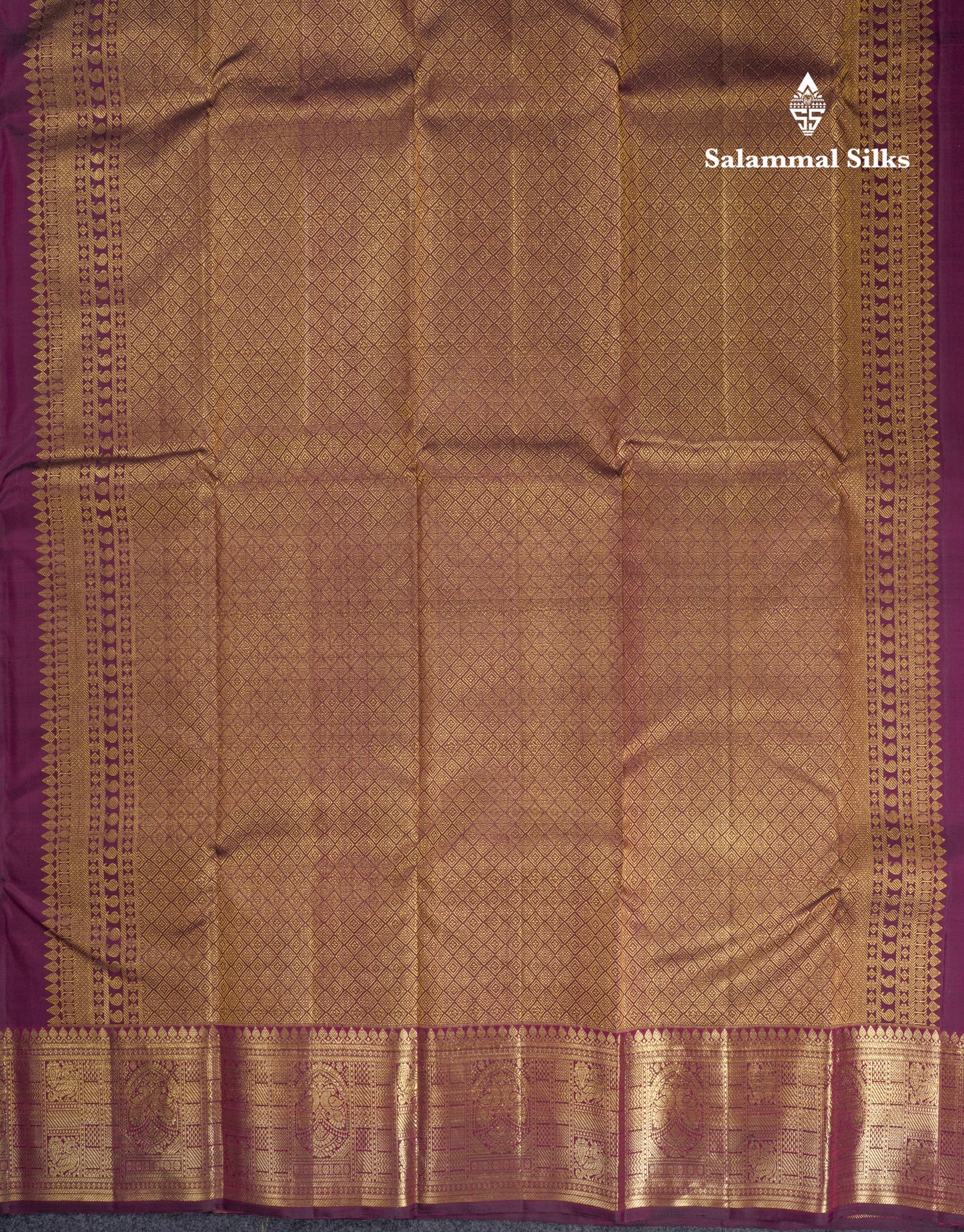 Dark Magenta Bridal Kanjivaram Pure Silk Saree With Gold Zari Traditional Border