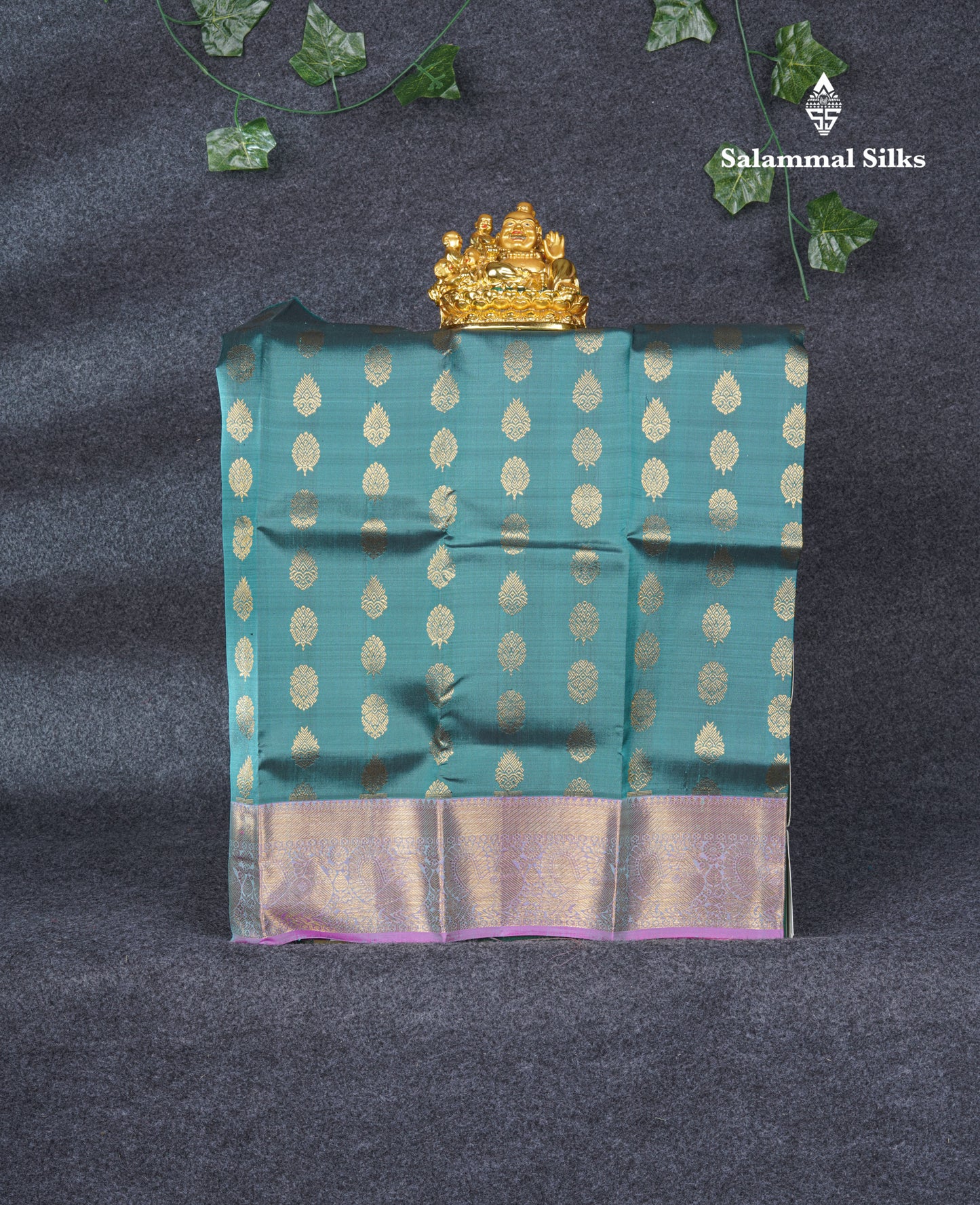 Pure Silk Pattu Pavadai (Dual Tone Green) With Pink Blouse 19.3"