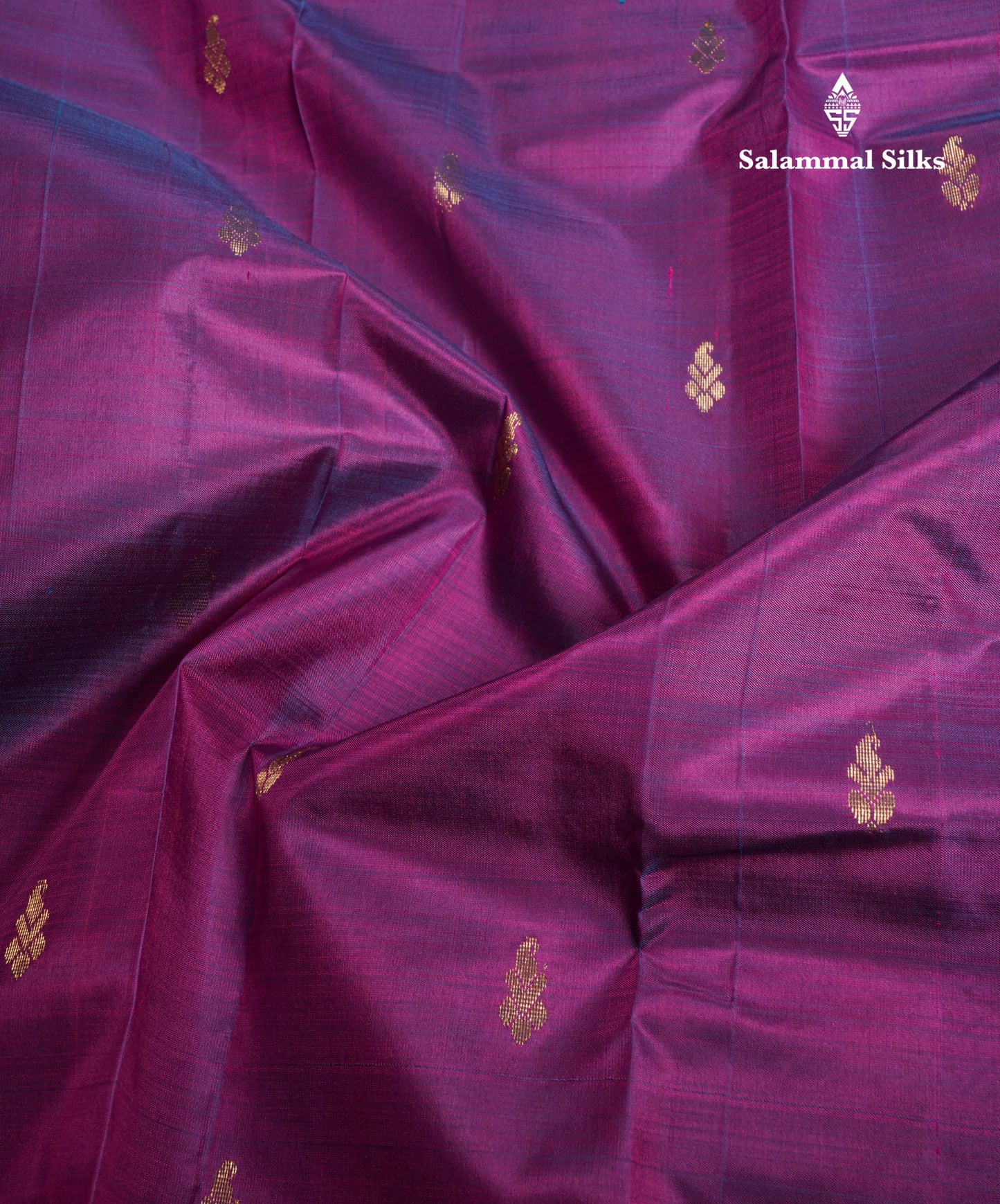 Dual Tone Purple Pure Kanjivaram Silk Saree With Contrast Pink One Side Border