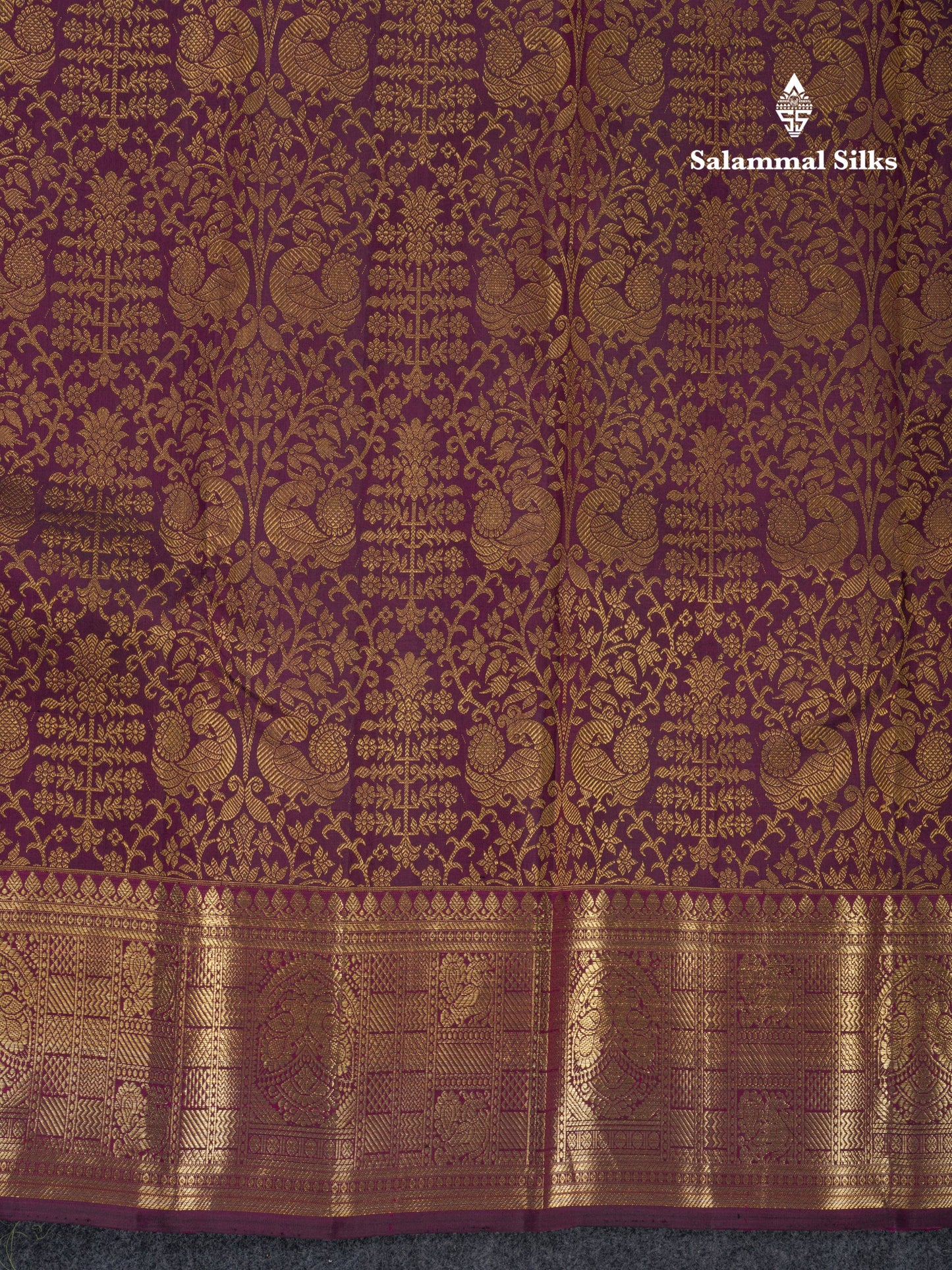 Dark Magenta Bridal Kanjivaram Pure Silk Saree With Gold Zari Traditional Border