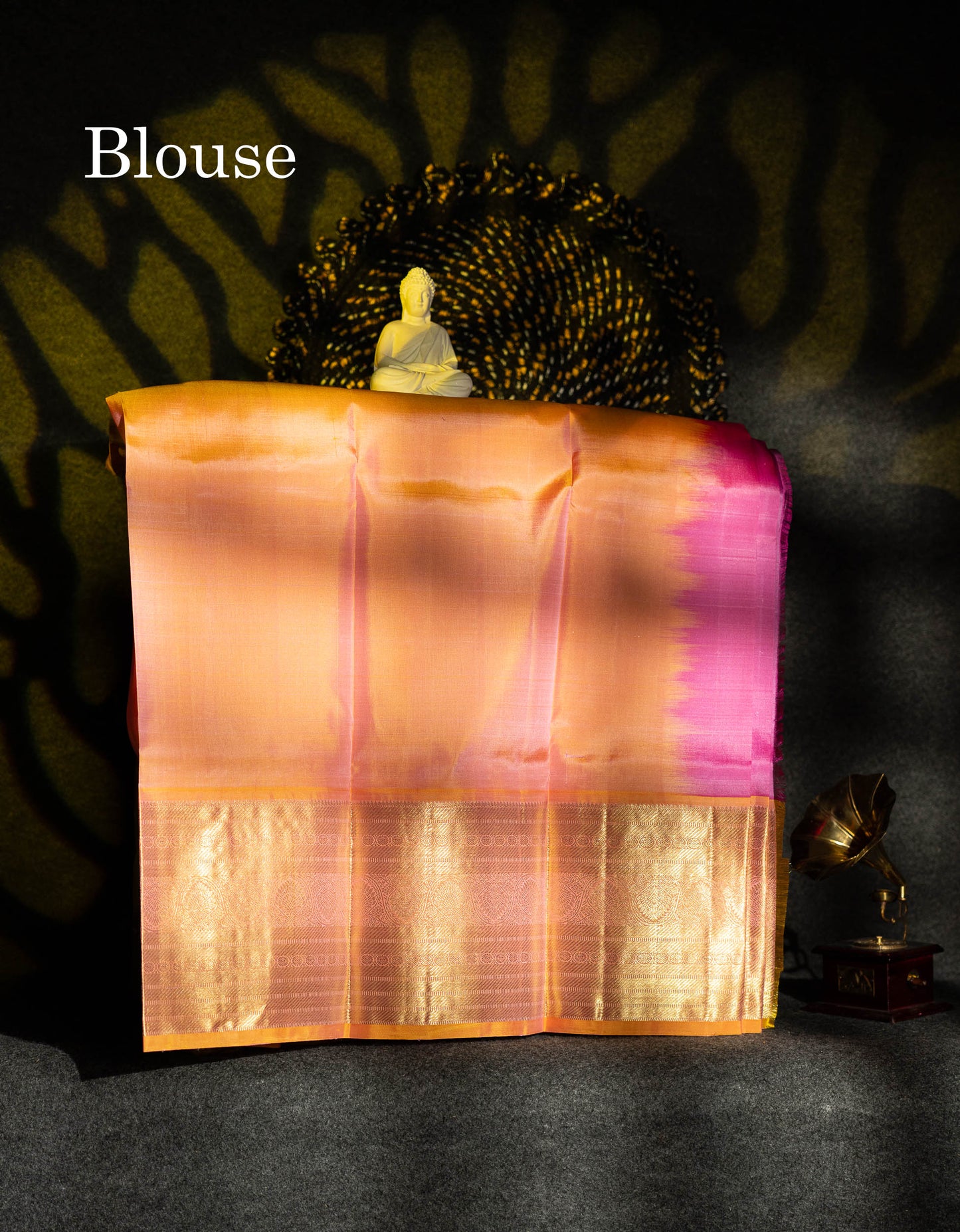 Beautiful Pure Silk Pattu Pavadai (Light Pink) With Contrast Orange Blouse 36"