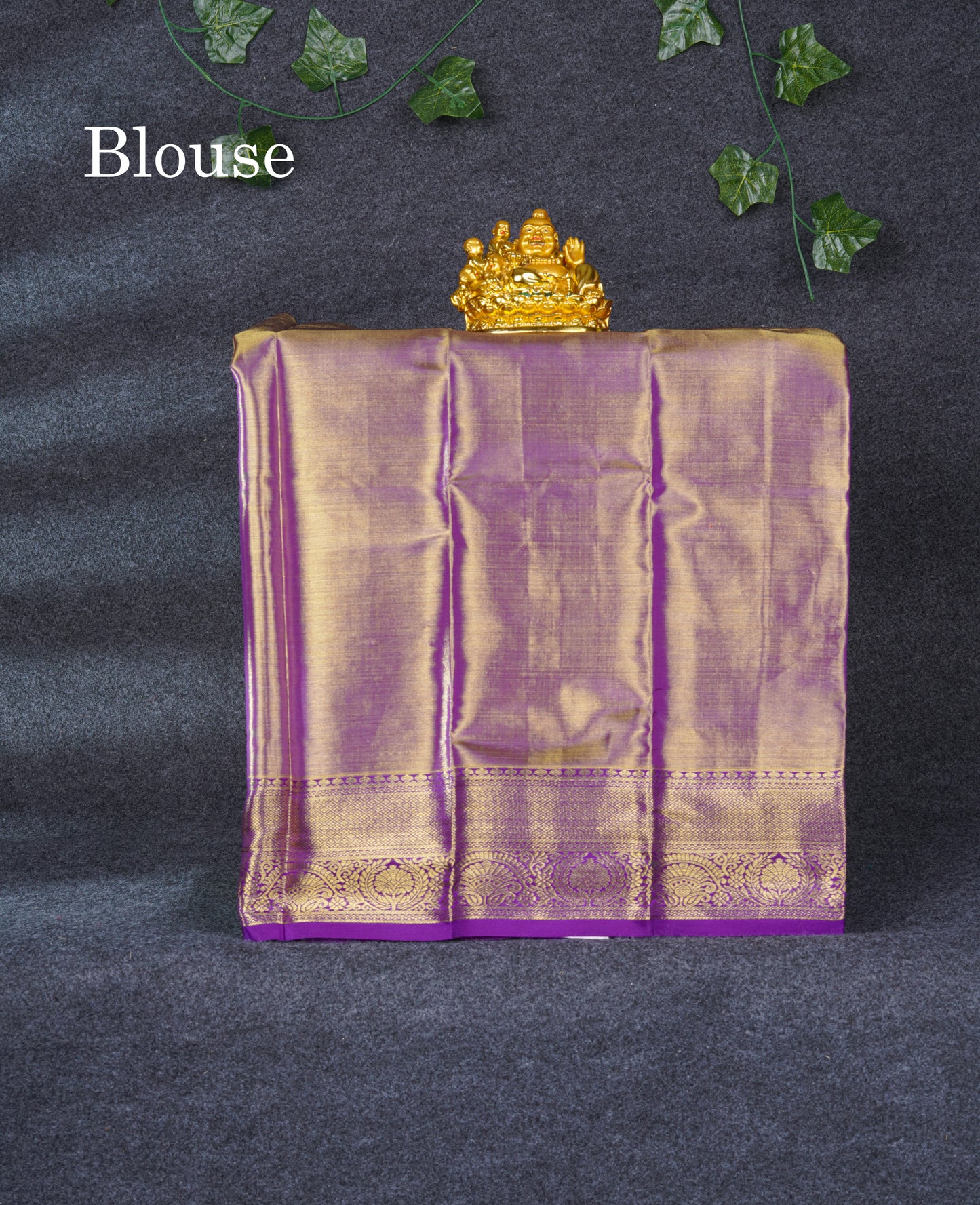 Pure Silk Pattu Pavadai Tissue (Gold) With Purple Blouse 21.6"