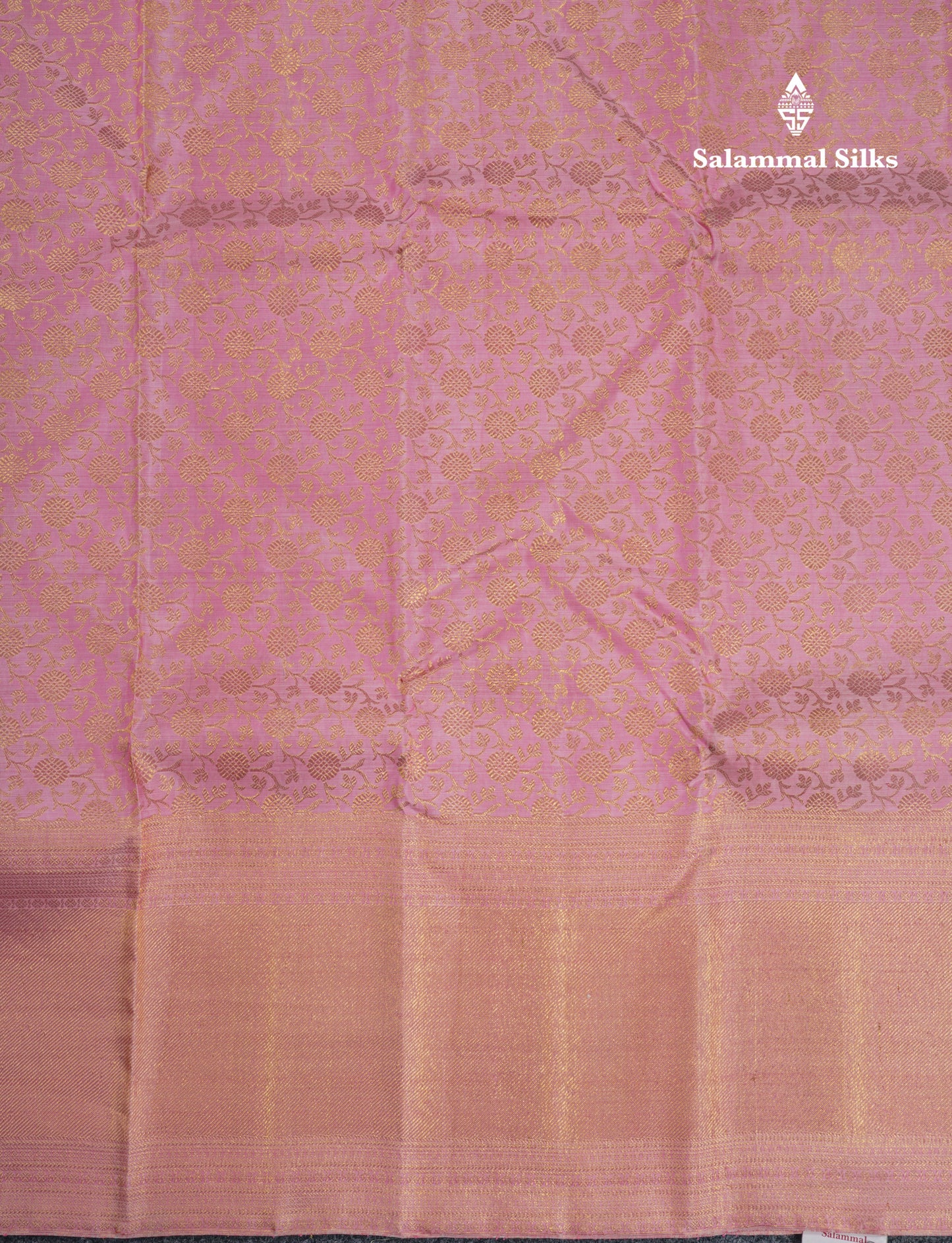 Baby Pink Bridal Kanjivaram Pure Silk Saree With Self Gold Zari Long Border