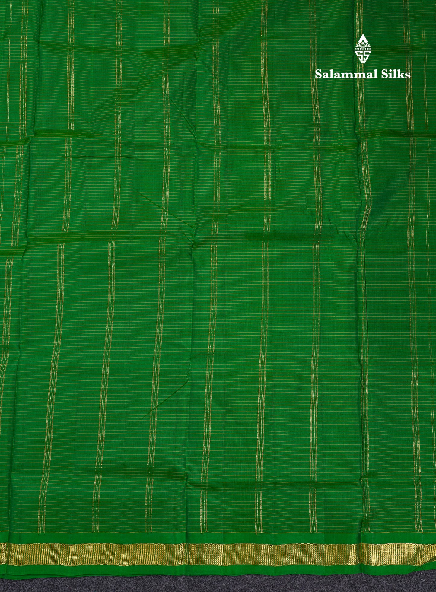 Beautiful 10 Yards Pure Silk Saree Tiny Checks Green with Small Border