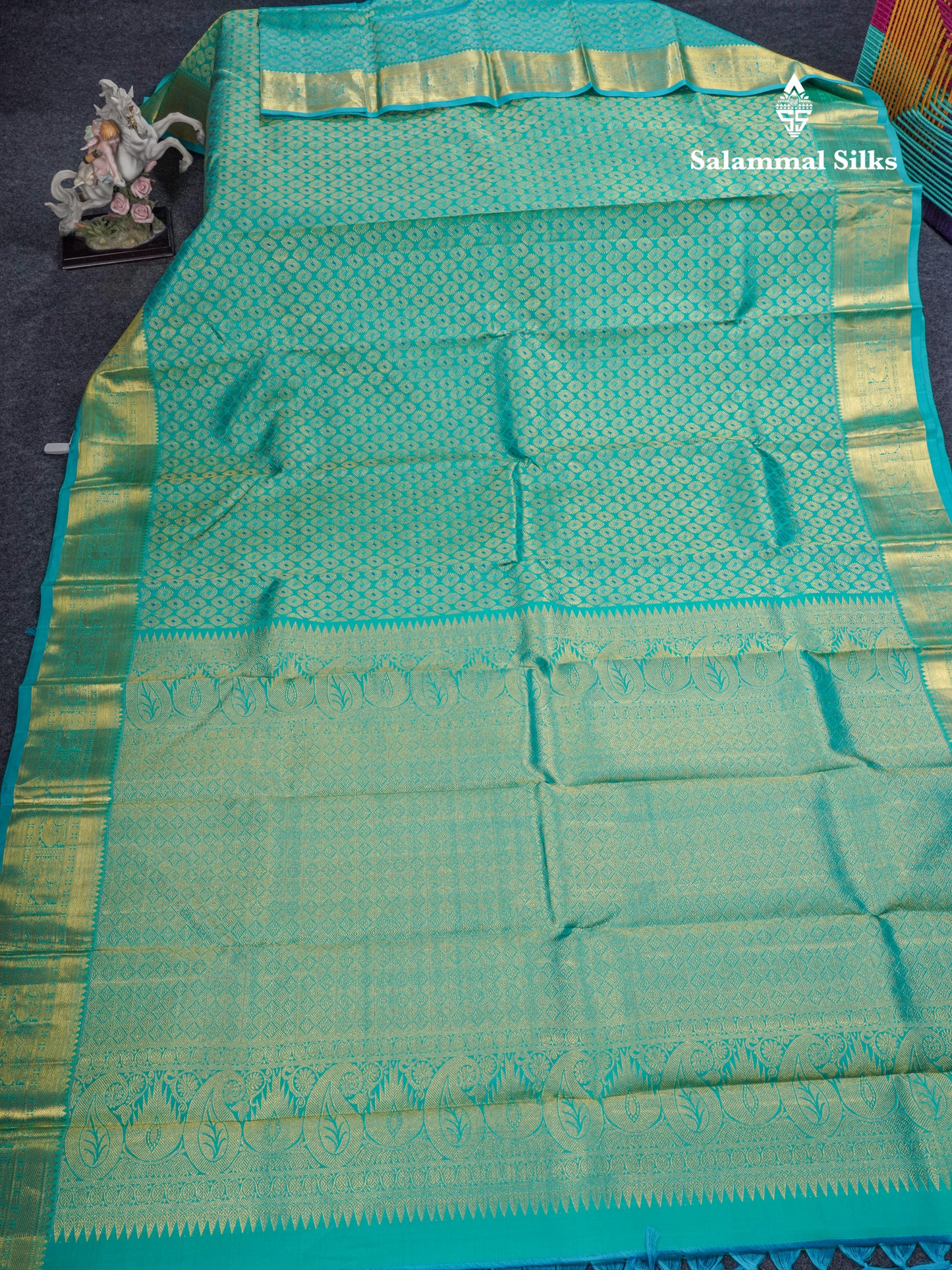 Sapphire Blue Meenakari Work Bridal Pure Kanjivaram Silk Saree With Gold Zari Border