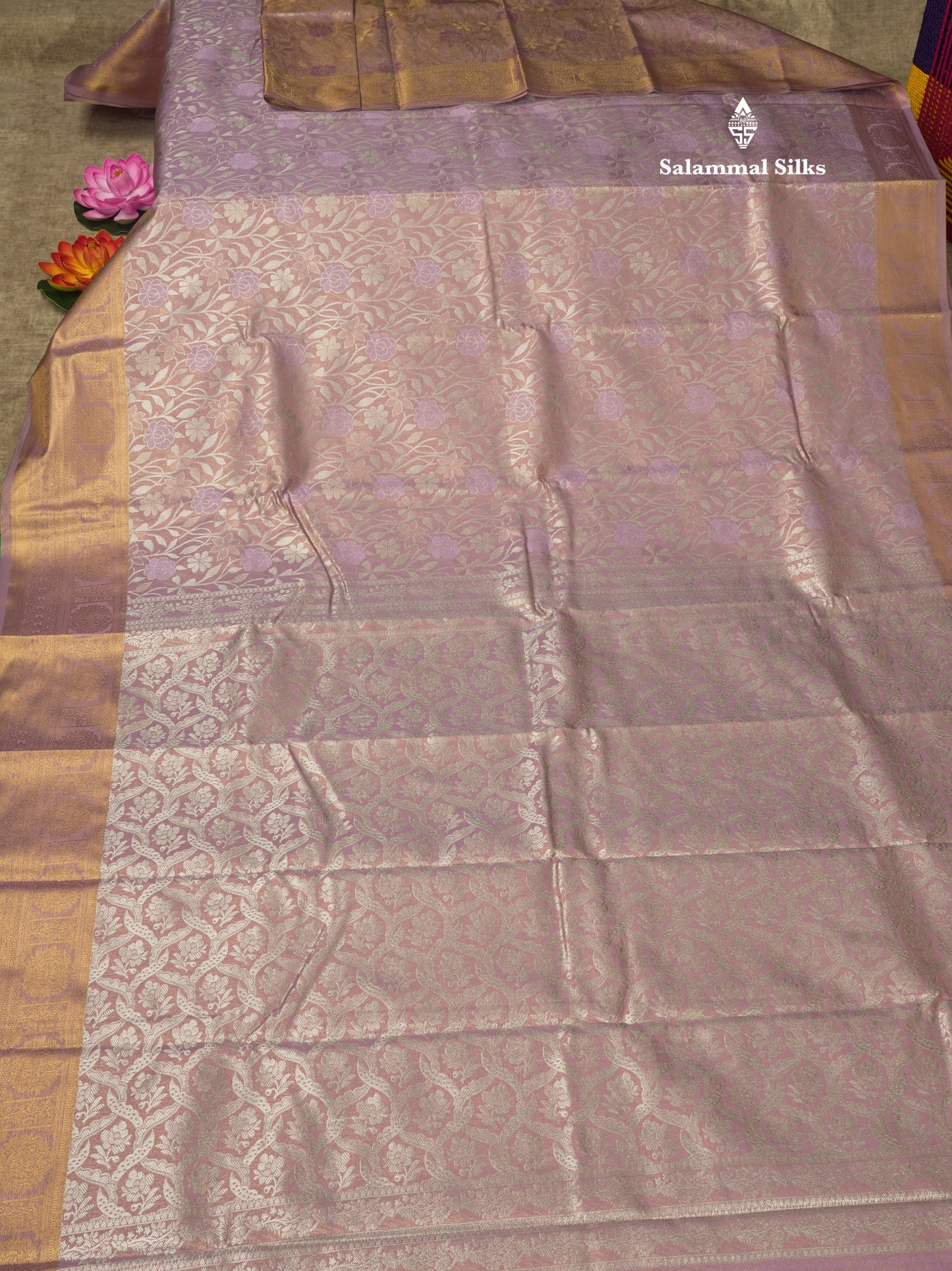 Brown Tissue Bridal Semi Silk Saree With Self Border