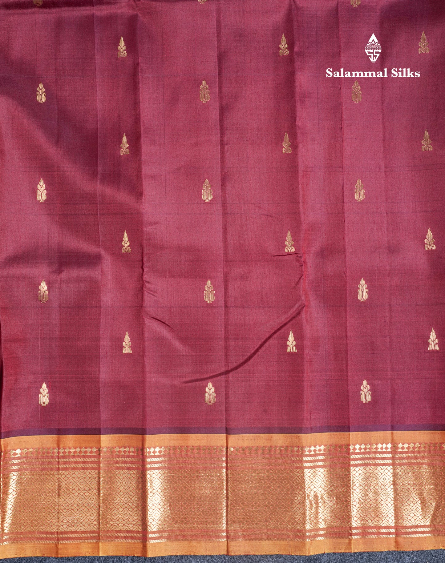 Dark Maroon Pure Kanjivaram Silk Saree With Contrast Mustard Yellow One Side Border