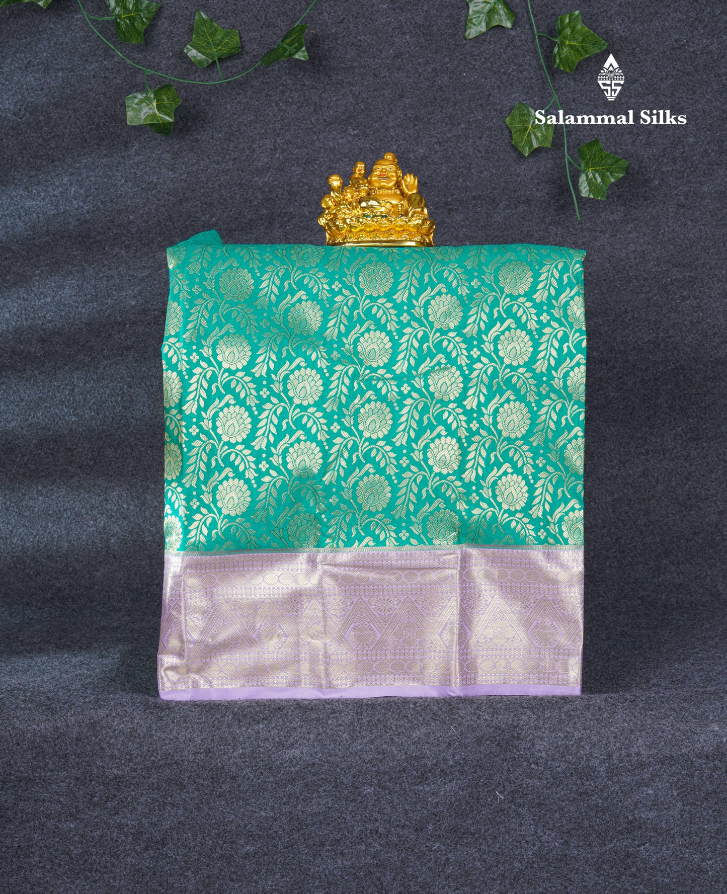 Semi Silk Pattu Pavadai ( Sapphire Green ) With Lavender Blouse 21"