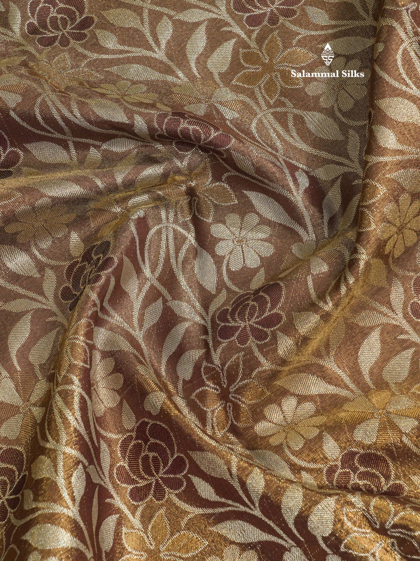 Brown Tissue Bridal Semi Silk Saree With Self Border