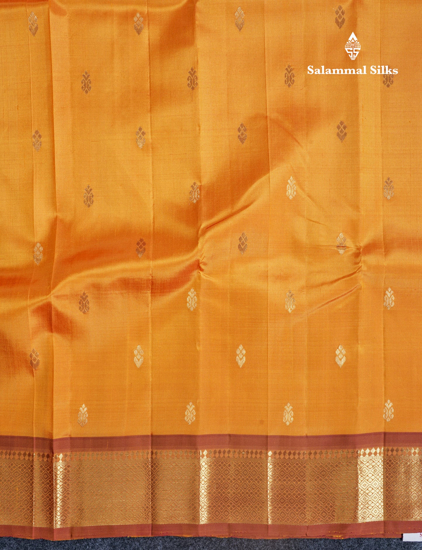 Mango Yellow Pure Kanjivaram Silk Saree With Contrast Chocolate One Side Border