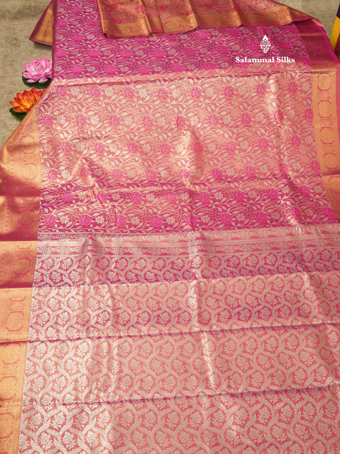 Brown Tissue Bridal Semi Silk Saree With Self Border