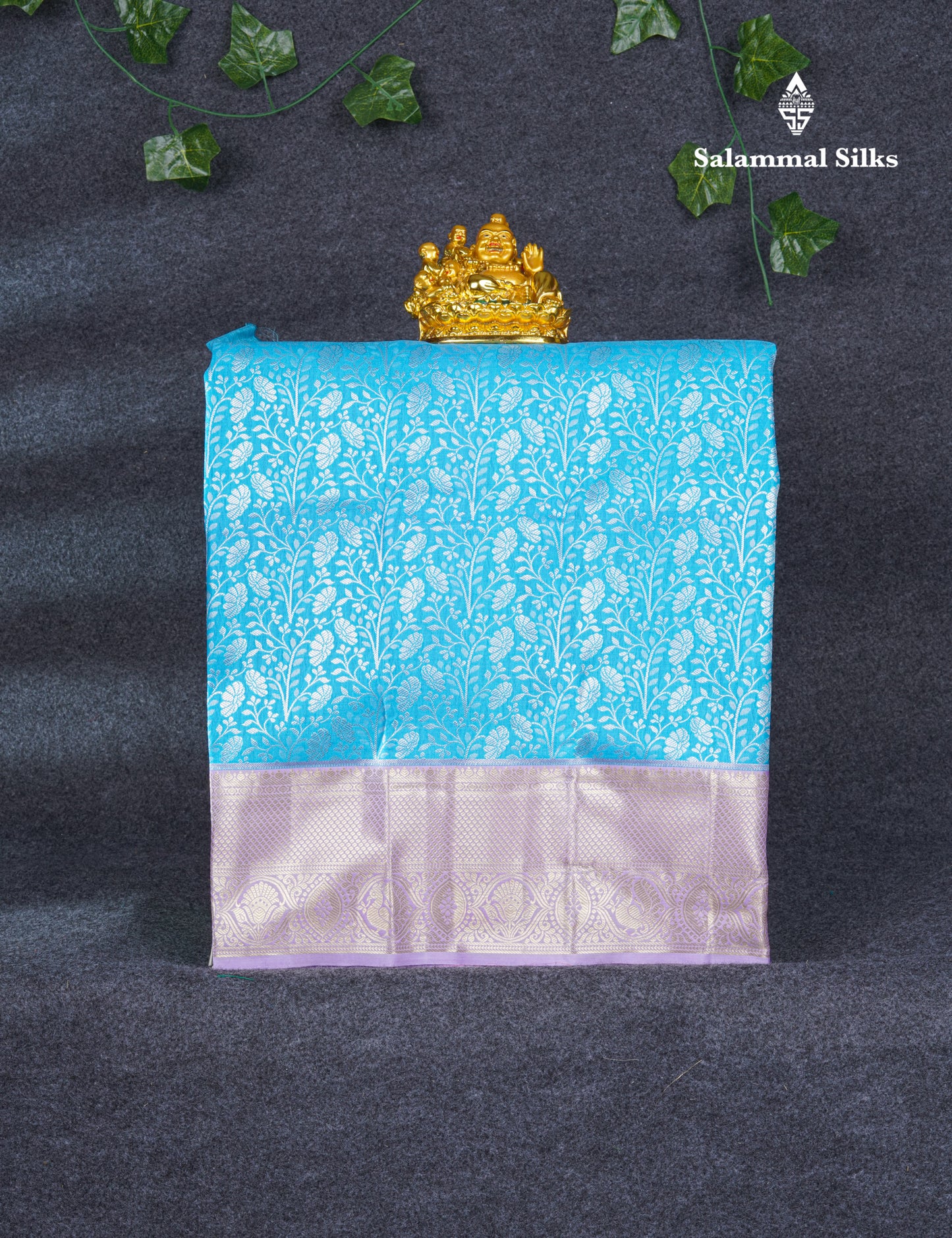 Semi Silk Pattu Pavadai ( Sky Blue ) With Lavender Blouse 21"