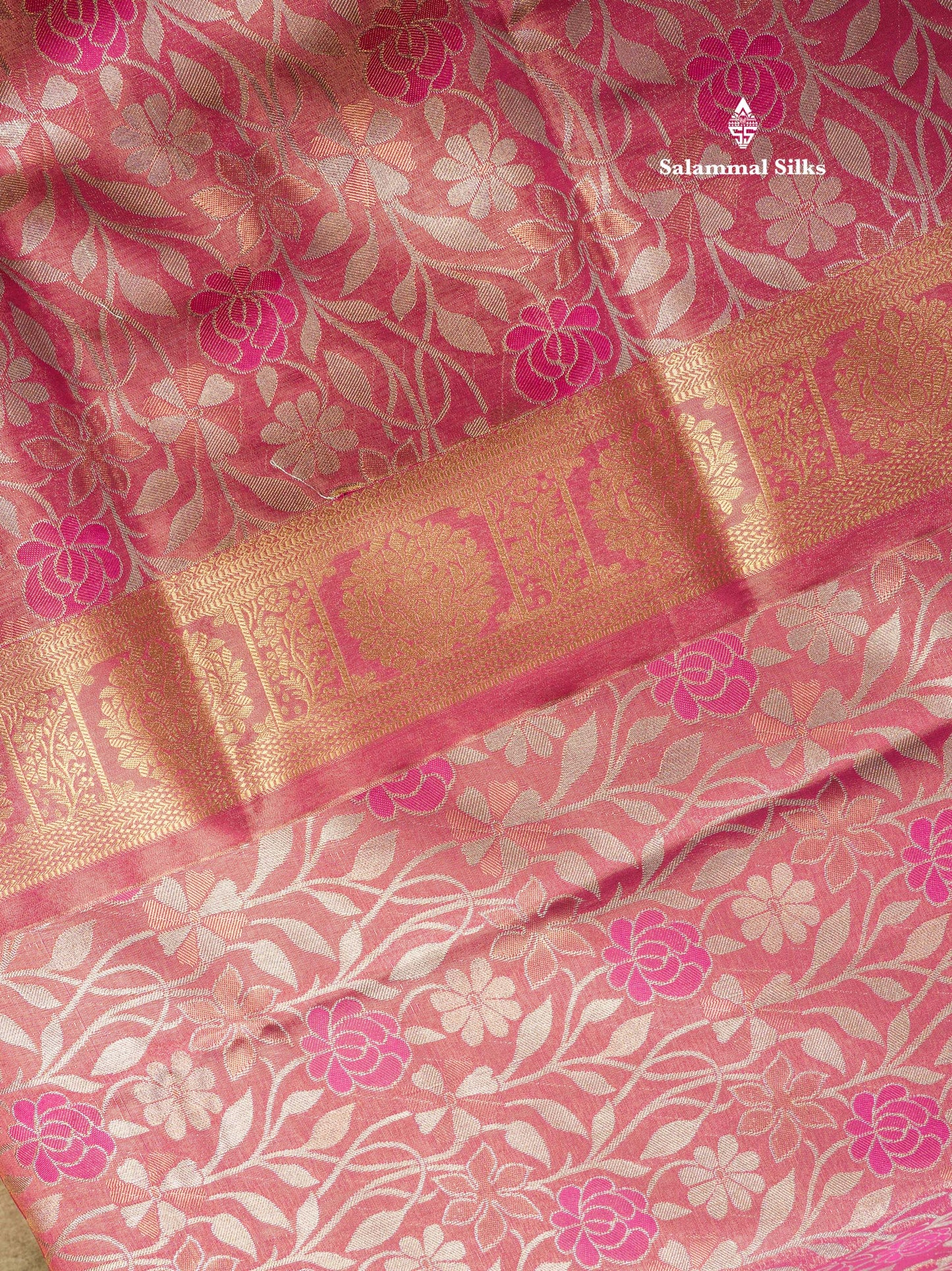 Brown Tissue Bridal Semi Silk Saree With Self Border