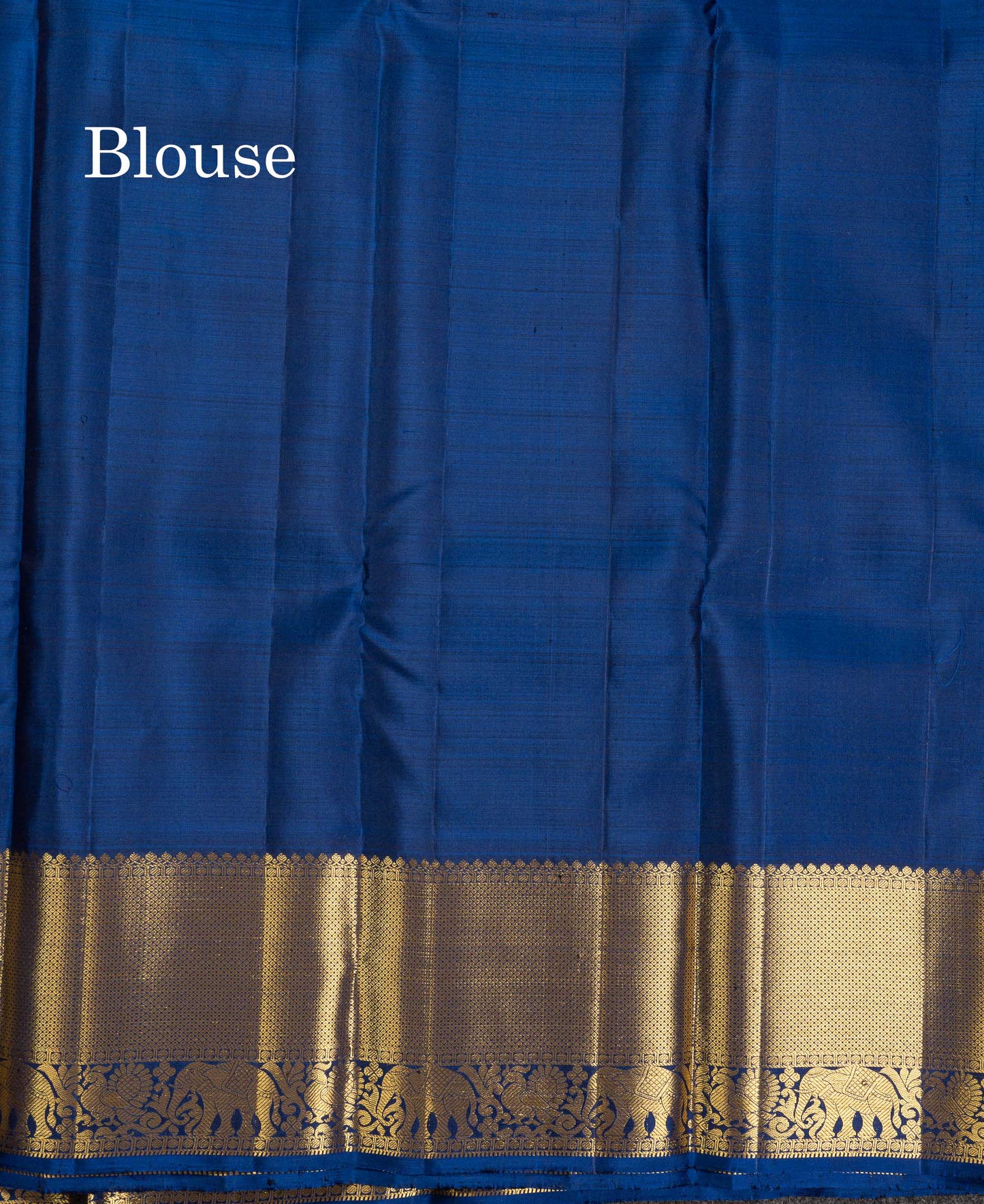 Beautiful Dual Tone Blue Pure Kanjivaram Silk Saree With Traditional Evening Morning Border