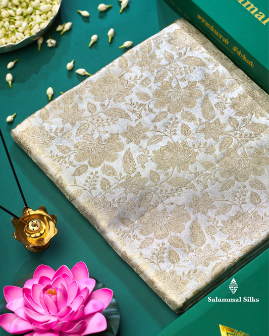 Silver Colour Pure Kanjivaram 2G Zari Silk Saree