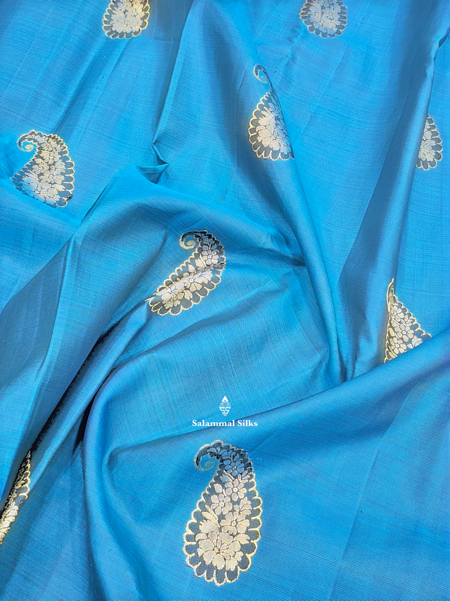 Kanjivaram Ramar Blue Pure Silk Saree With Magenta Rose Blouse