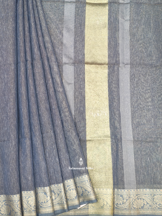 Blue Sade Vairaoosi Beautiful Linen Fancy Saree With Blouse