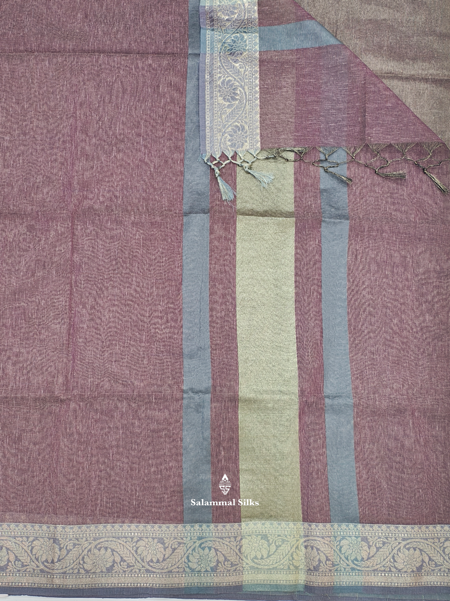 Light Brown Vairaoosi Beautiful Linen Fancy Saree With Blouse