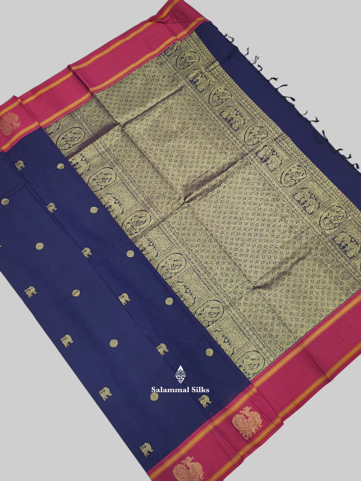 Parrot Green Beautiful Pure Cotton With Magenta Rose Border