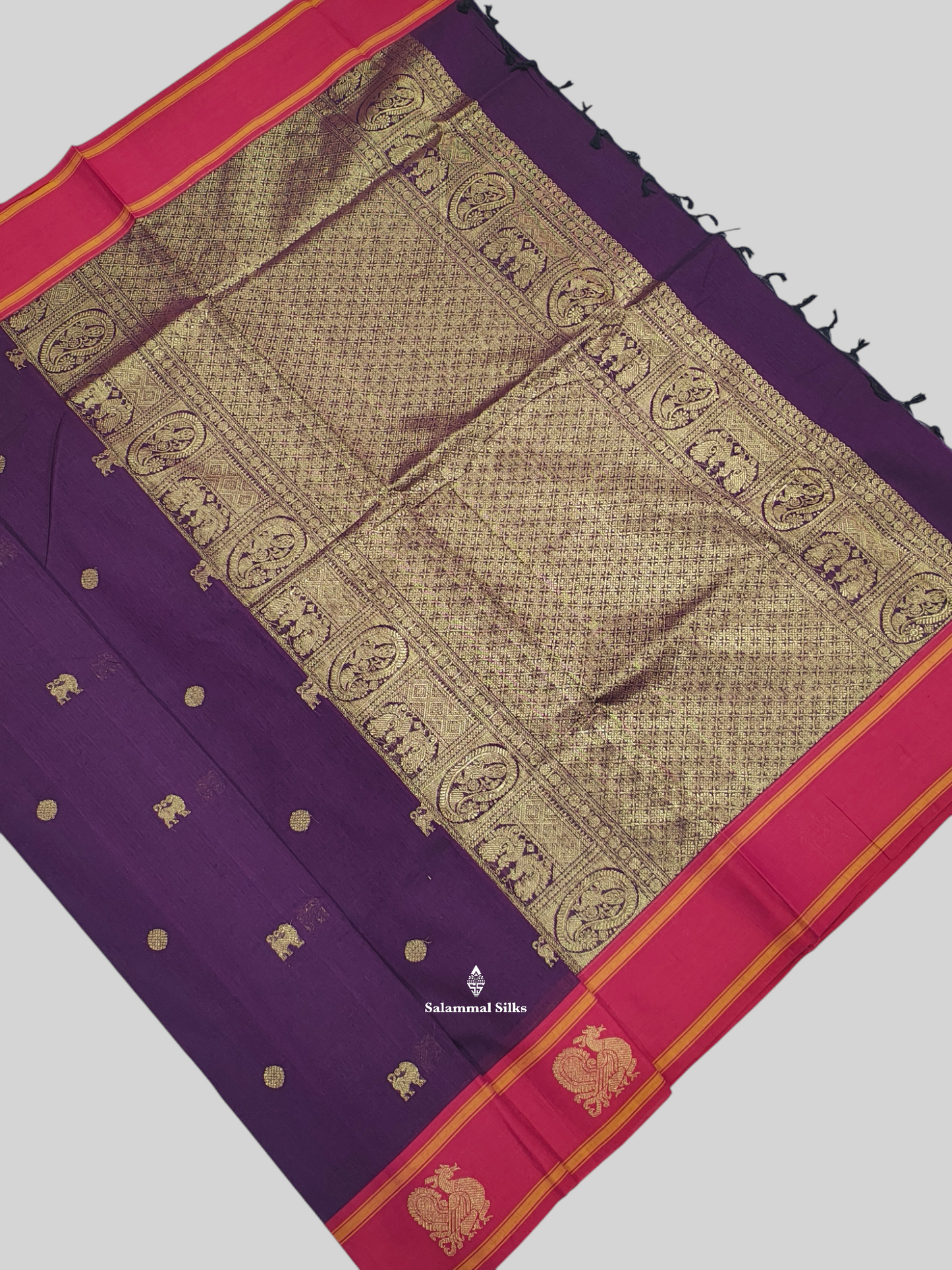 Parrot Green Beautiful Pure Cotton With Magenta Rose Border