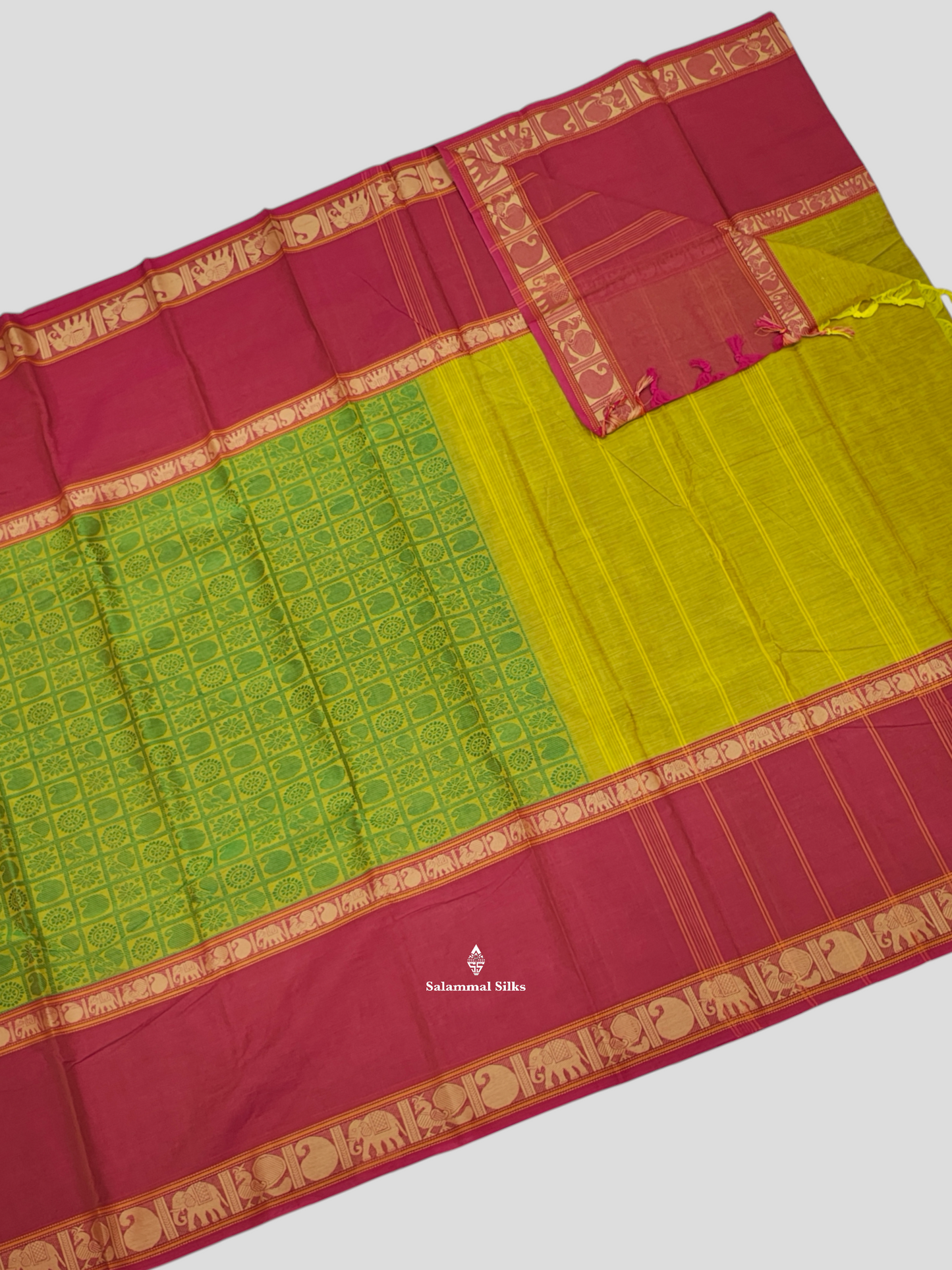 Kanjivaram Violet Beautiful Traditional Pure Cotton Saree With Magernta Rose Border