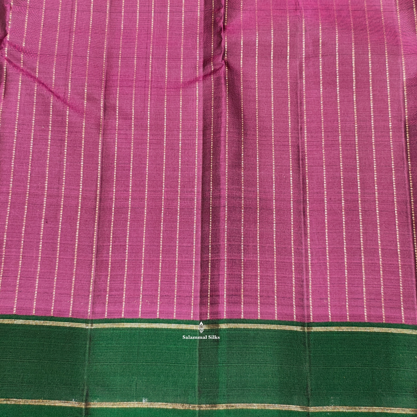 Pure Zari Magenta Kanjivaram Pure Silk Saree With Bottle Green Border