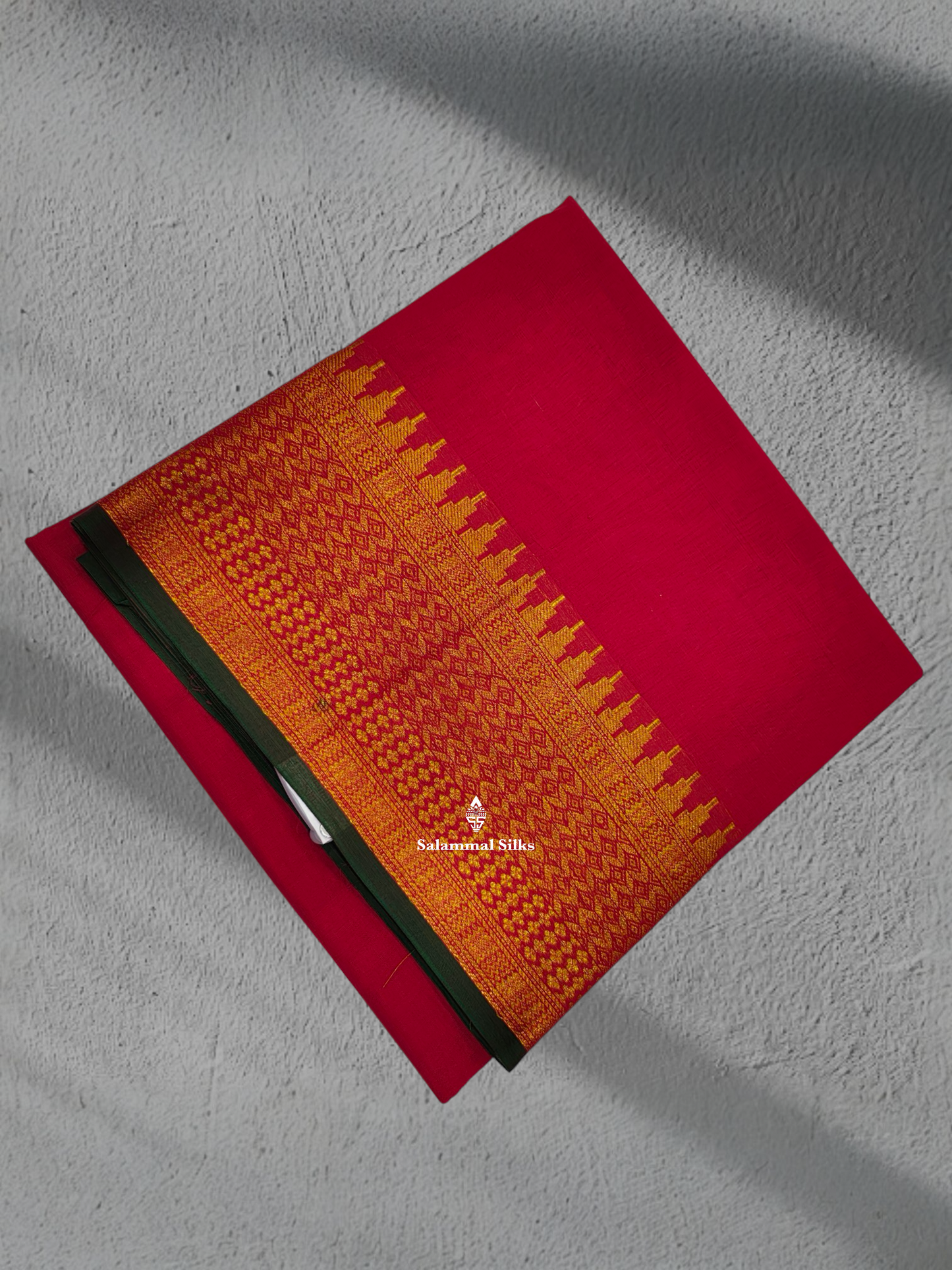 9 Yards Beautiful Chilli Red Pure Cotton Saree With Gold Zari Border