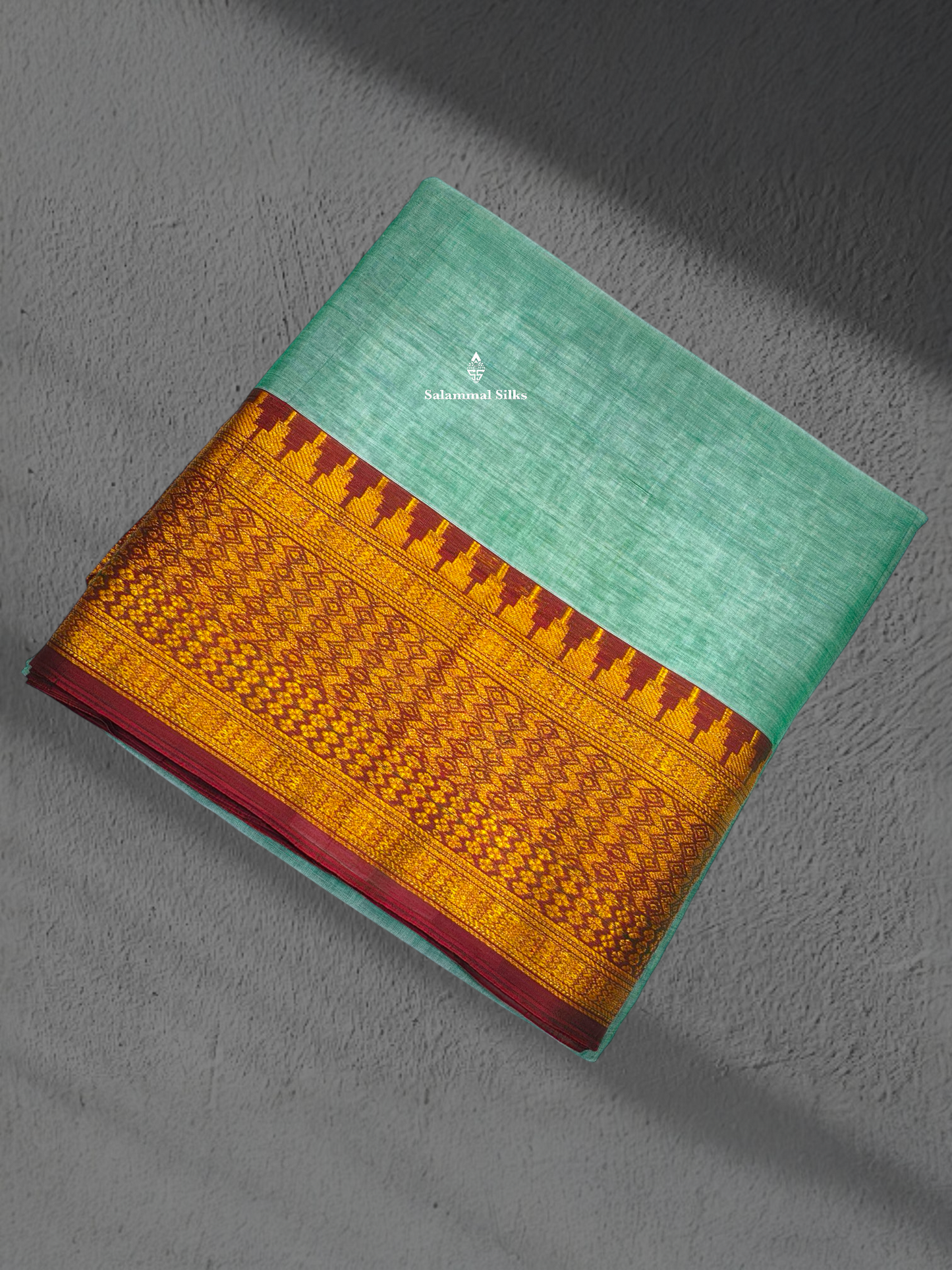 9 Yards Beautiful Pastal Blue Pure Cotton Saree With Brown Border