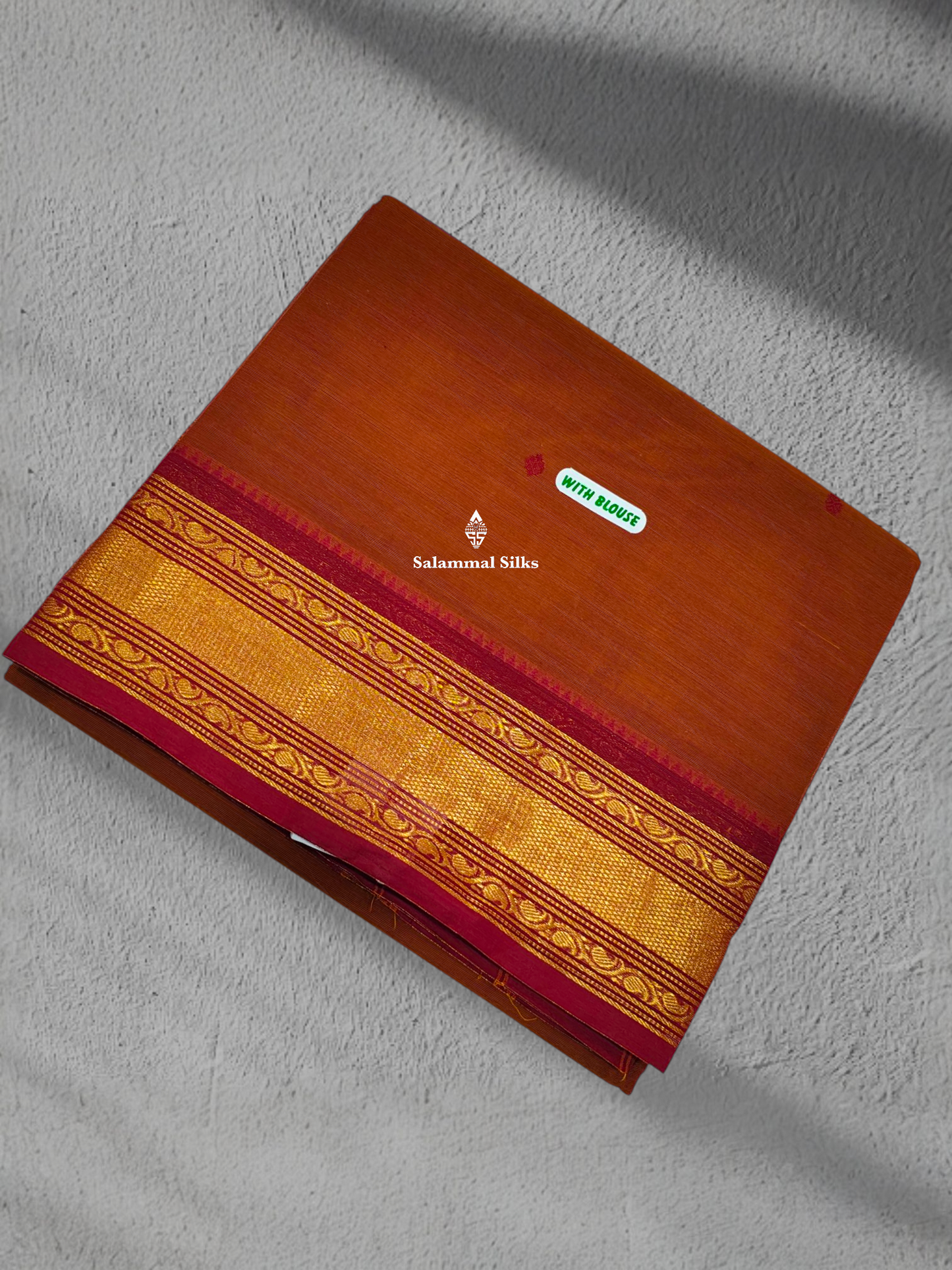 Onion Brown Beautiful Pure Cotton Saree With Gold Zari Border