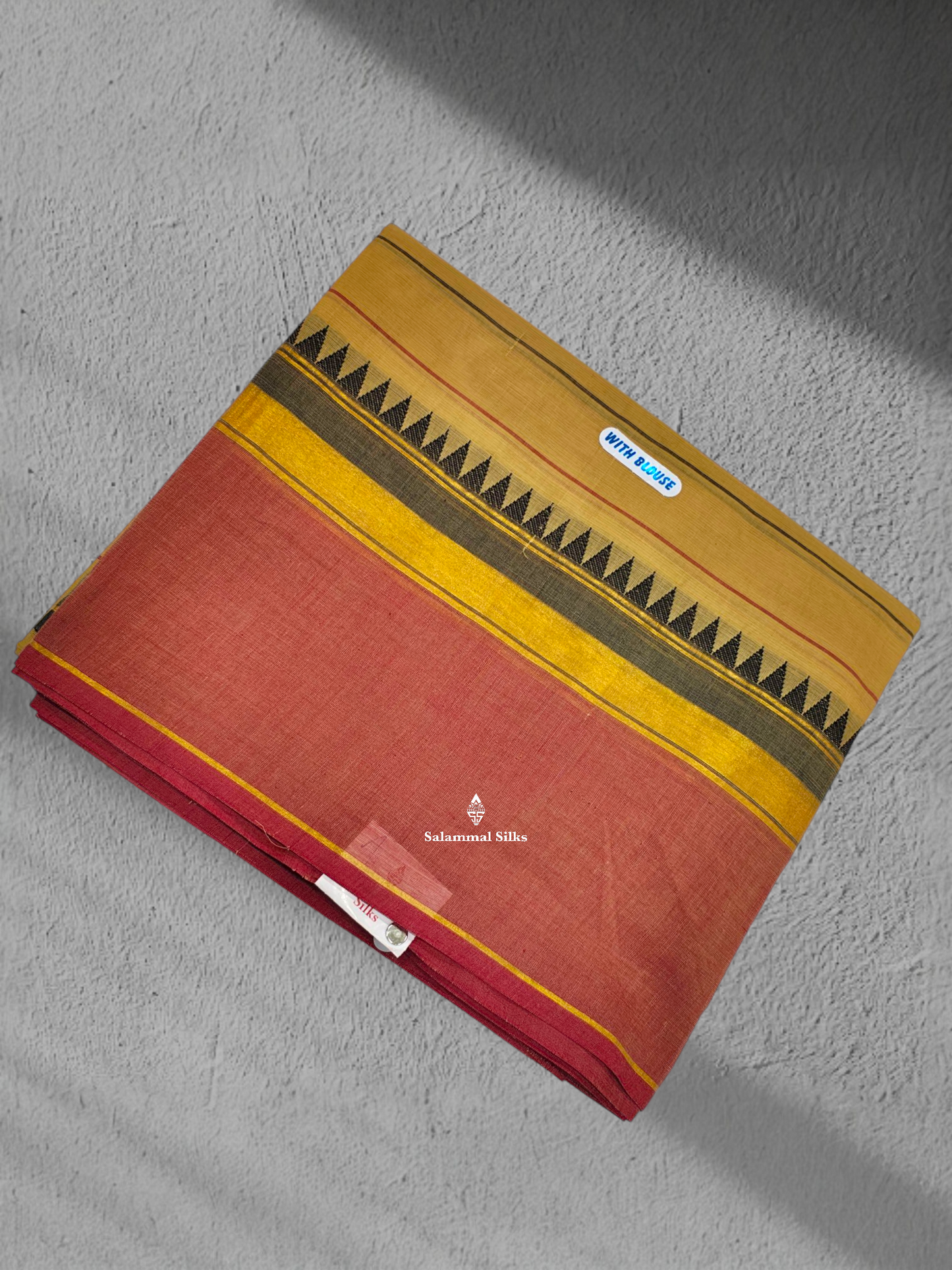 Sandal Beautiful Pure Cotton Saree Body Horizontal Lines With Light Maroon Border