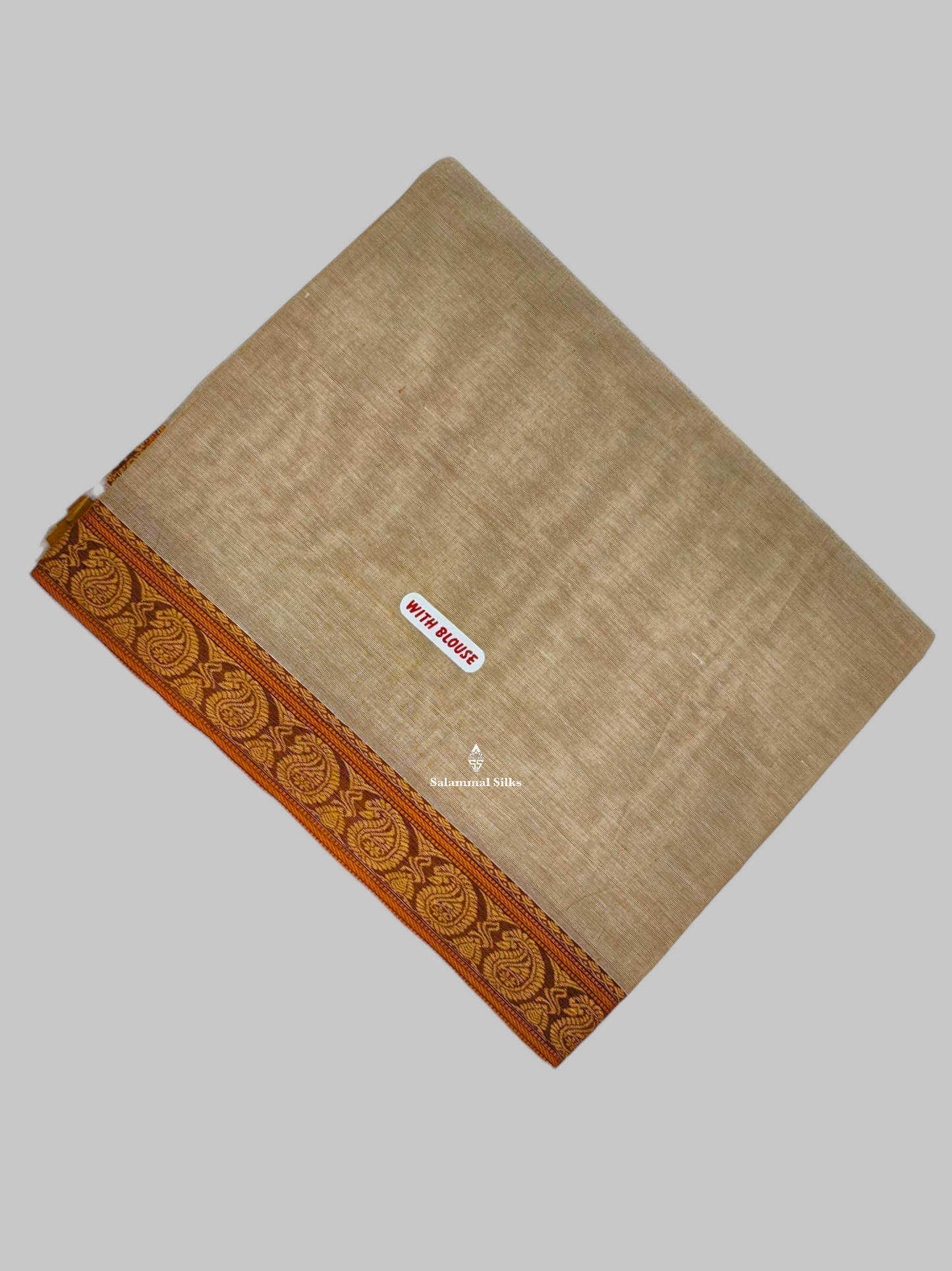Sandal Beautiful Pure Cotton Saree With Thread Work Border