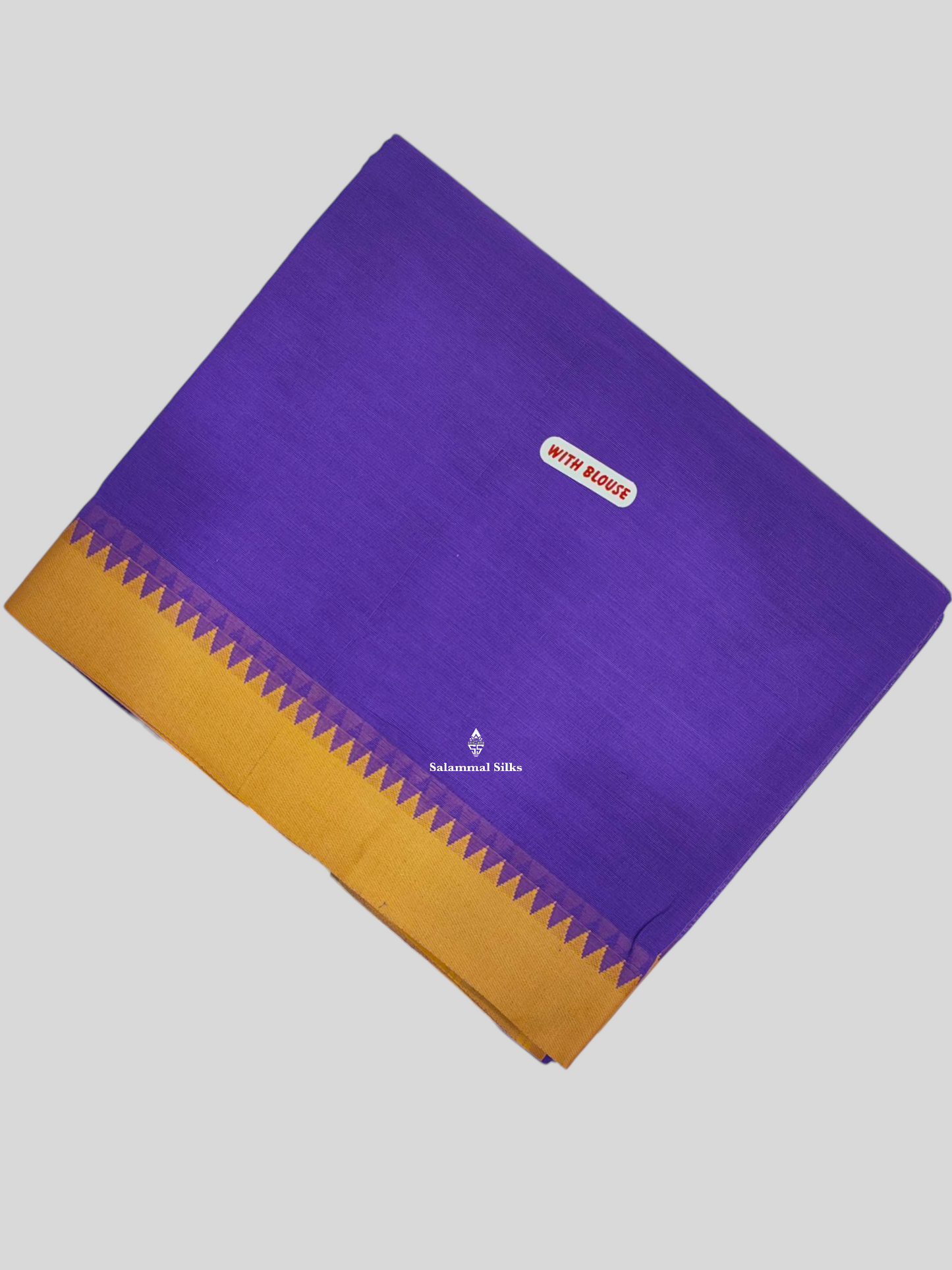 Olive Violet Beautiful Pure Cotton Saree With Small Temple Border