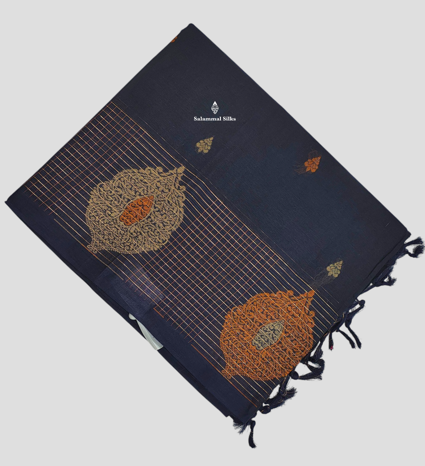 Dark Nevy Blue Beautiful Fancy Pure Cotton Saree With Fancy Border
