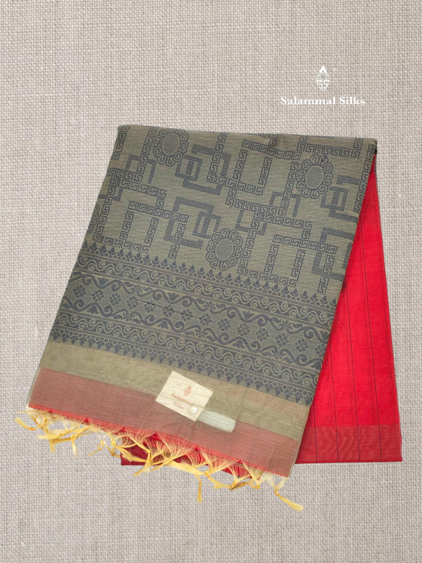 Red Beautiful Fancy Kora Cotton Saree With Blouse