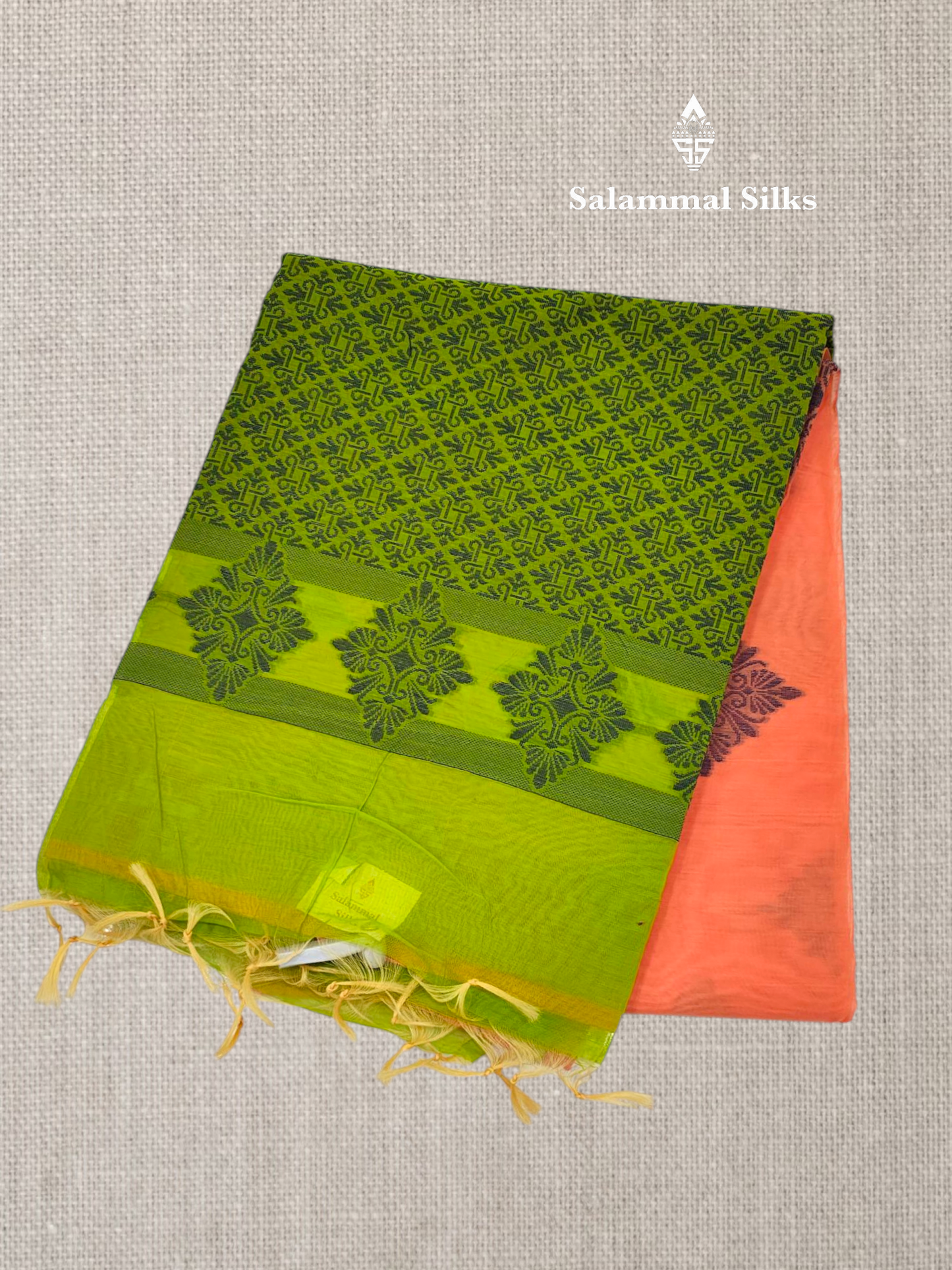 Peach Beautiful Fancy Kora Cotton Saree With Blouse
