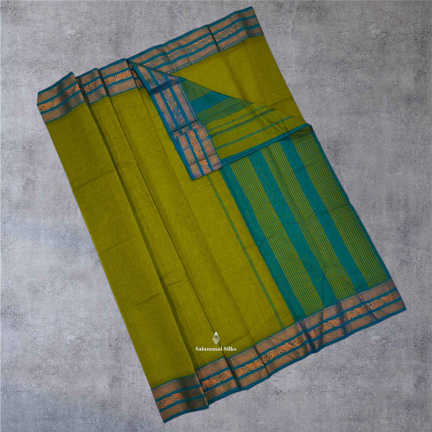 Bottle Green Colour Linen Cotton Sarees With Contrast Maroon Border