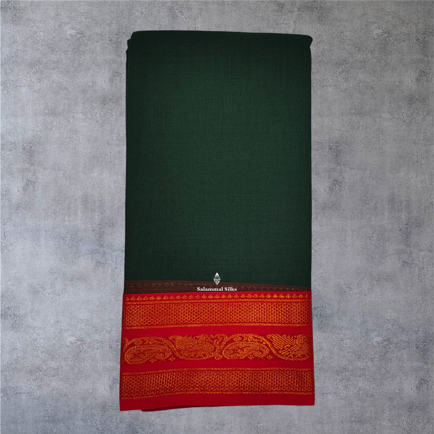 Bottle Green Colour Linen Cotton Sarees With Contrast Maroon Border