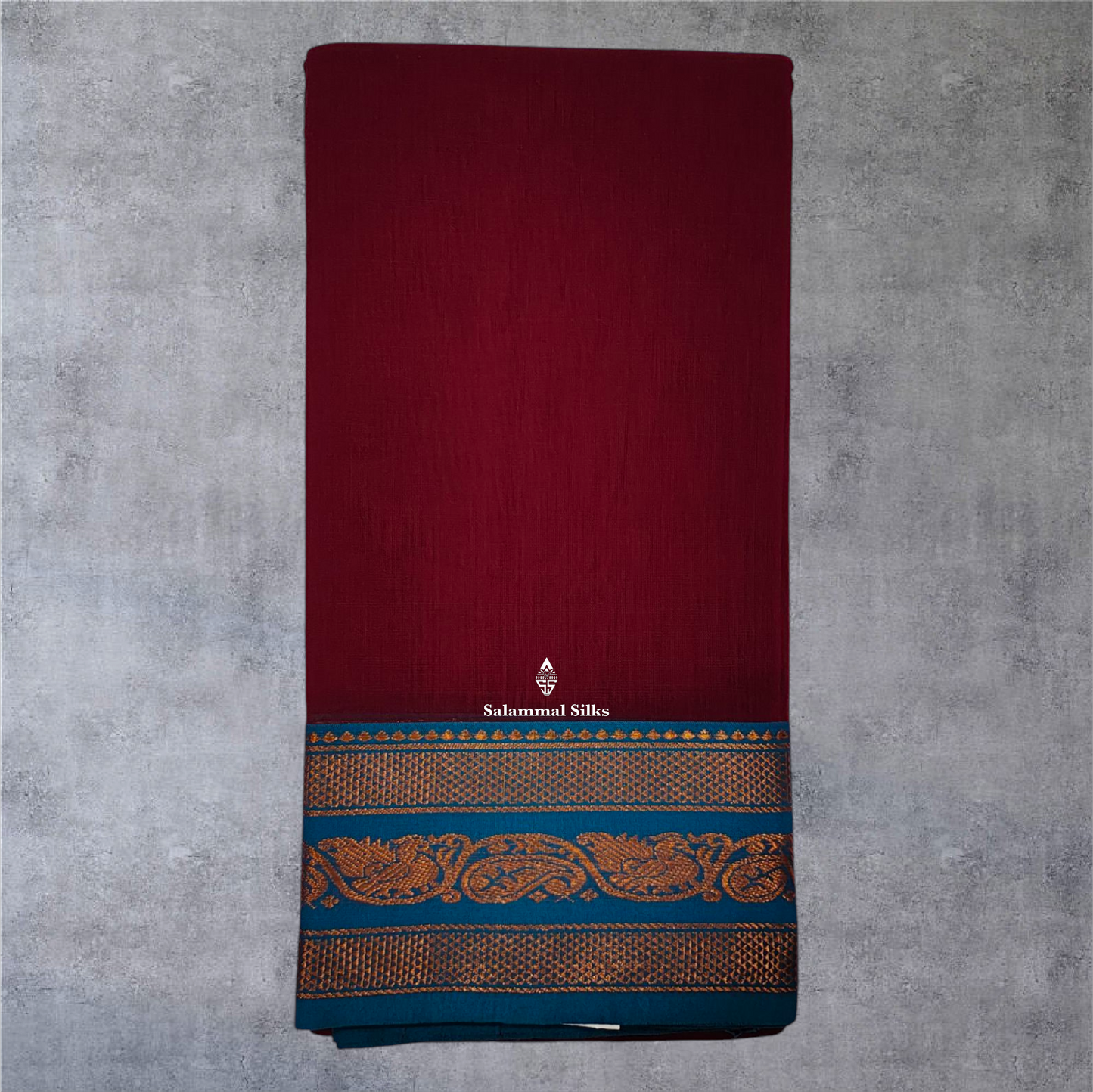 Bottle Green Colour Linen Cotton Sarees With Contrast Maroon Border