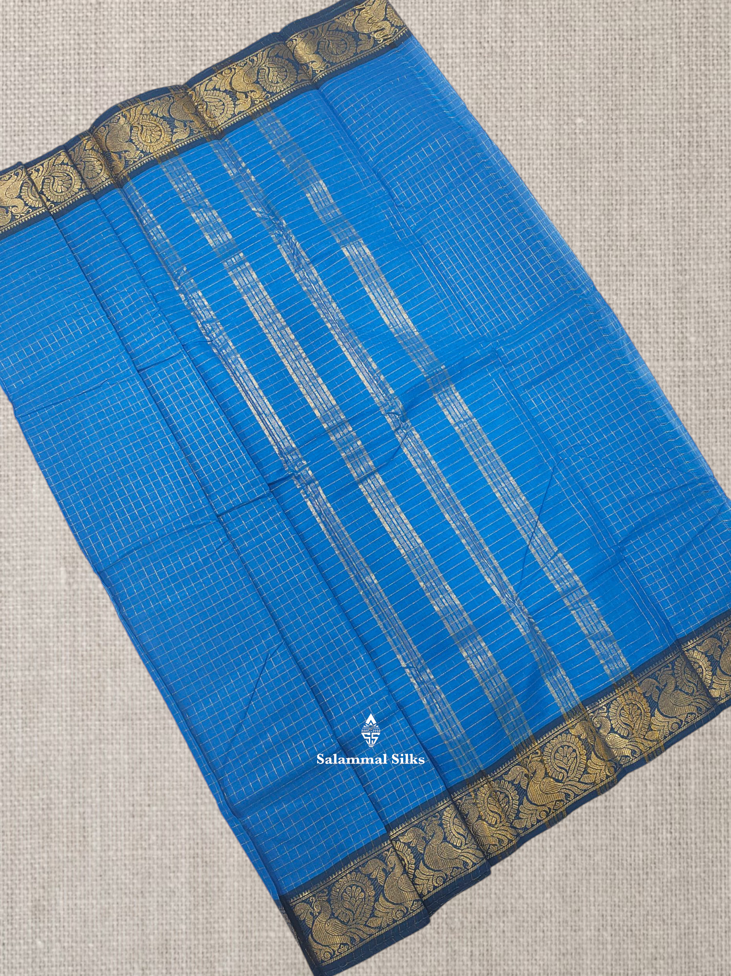Rust Orange Zari Checks Beautiful Chettinad Pure Cotton Saree Without Blouse